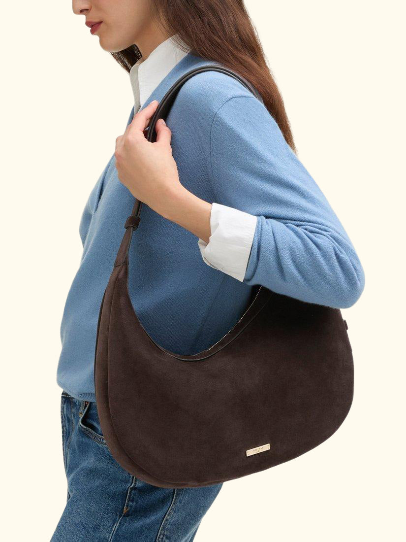 Hudson Suede Slouchy Hobo Bag, Chocolate