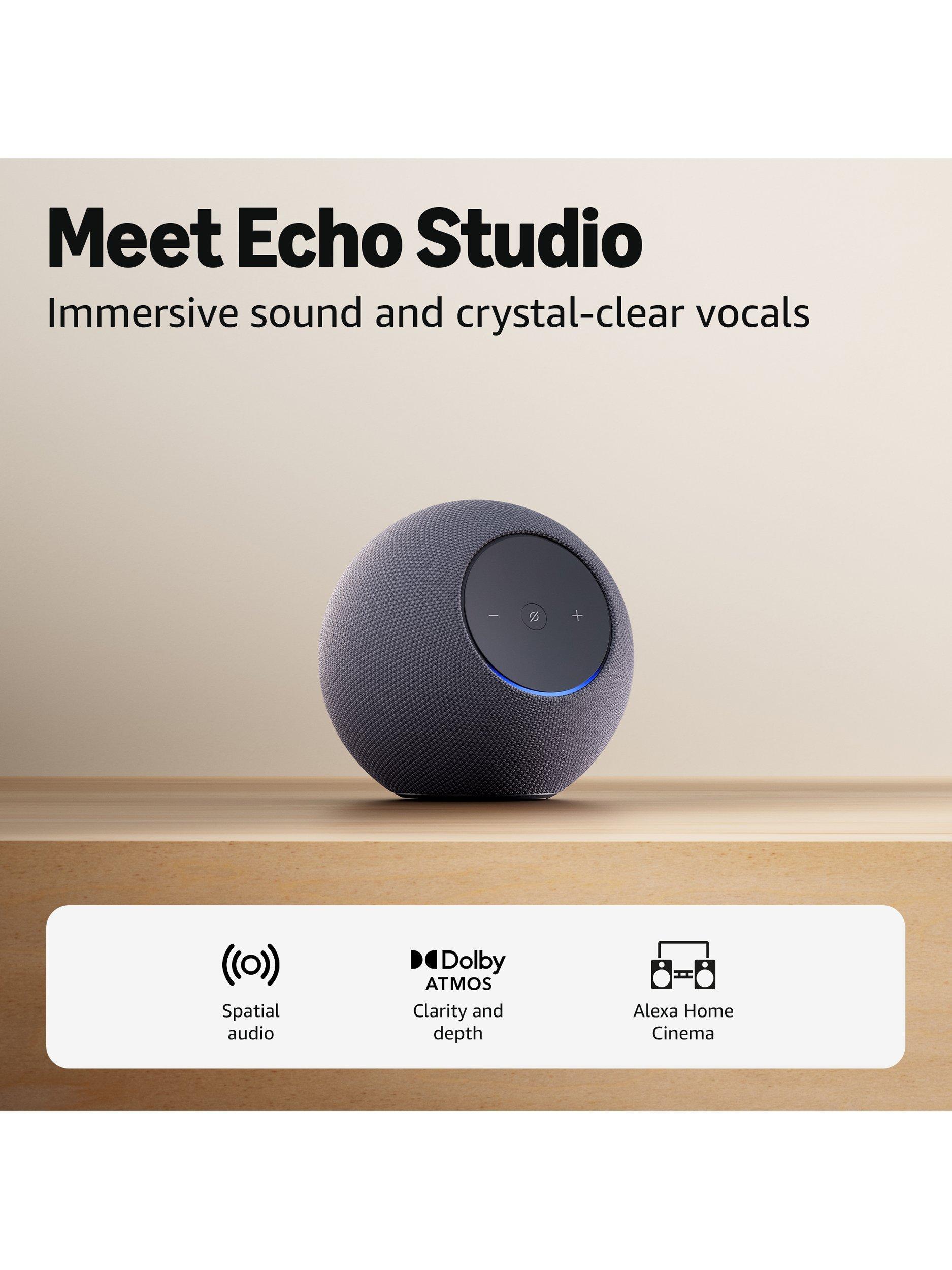 Echo Studio (2025) Smart Speaker with Alexa Voice Recognition & Control, Spatial Audio, Dolby Atmos & Built-in Smart Home Hub, Graphite