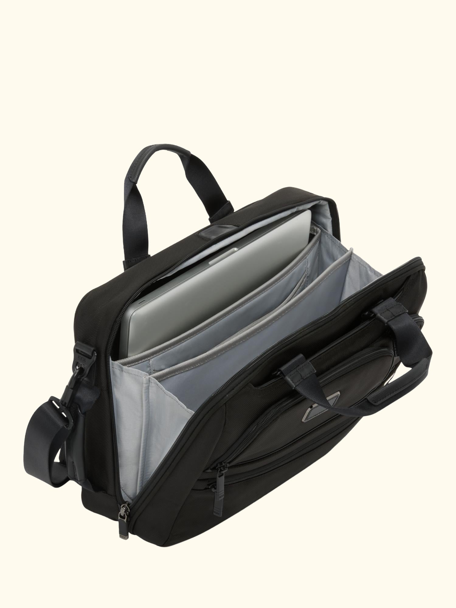 Alpha Three Way Convertible Briefcase, Black