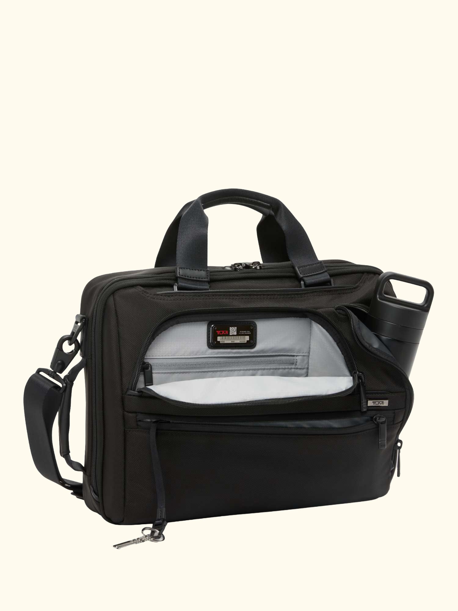 Alpha Three Way Convertible Briefcase, Black