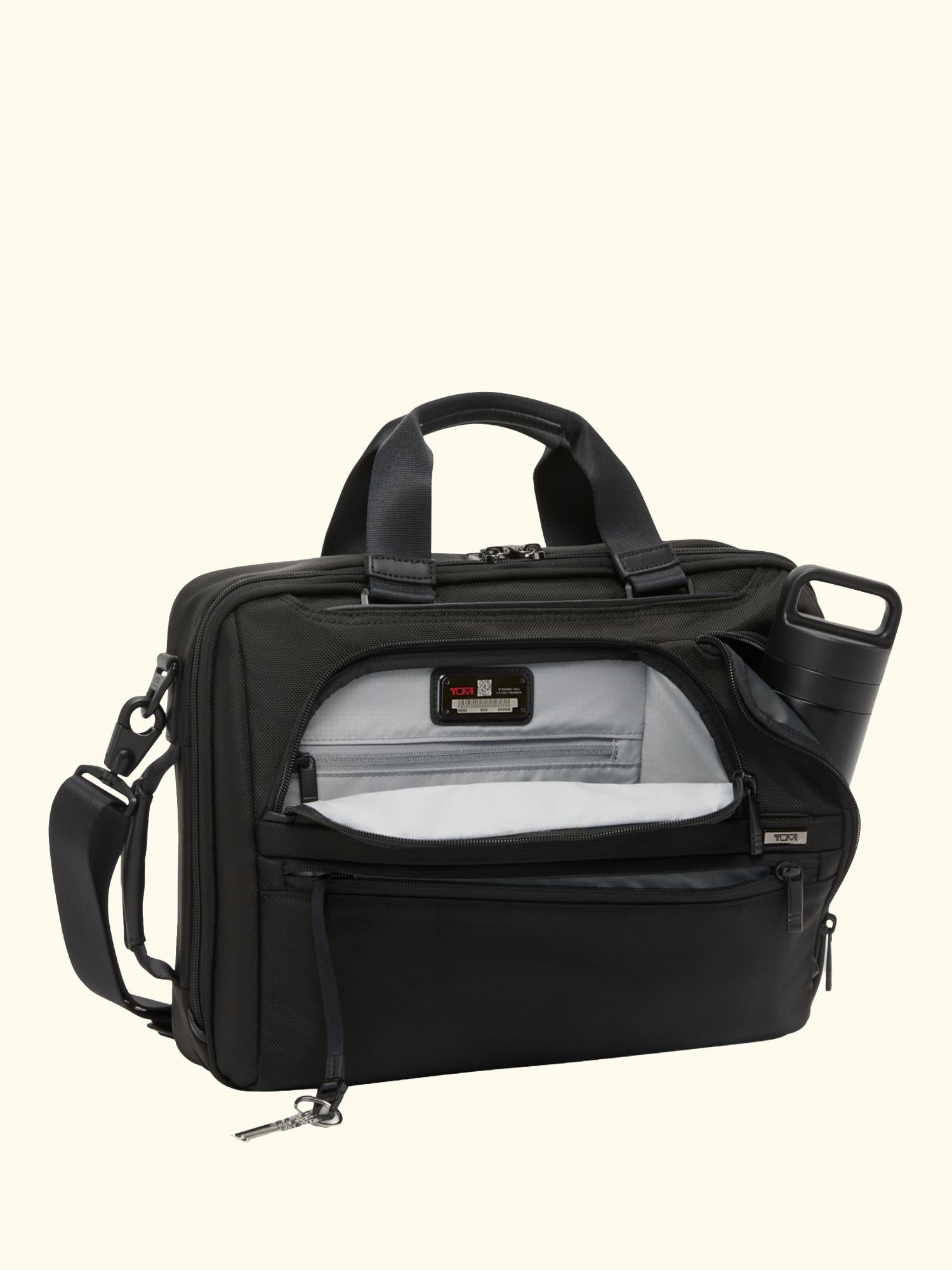 Alpha Three Way Convertible Briefcase, Black
