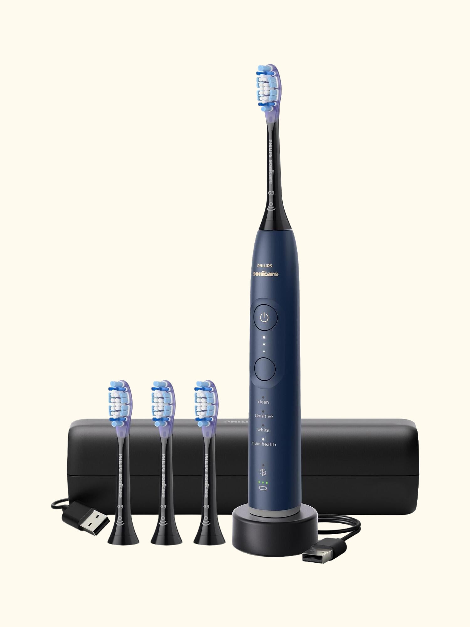 Sonicare 7100 Series HX7423/08d Electric Toothbrush with 4 Replacement Brush Heads, Navy