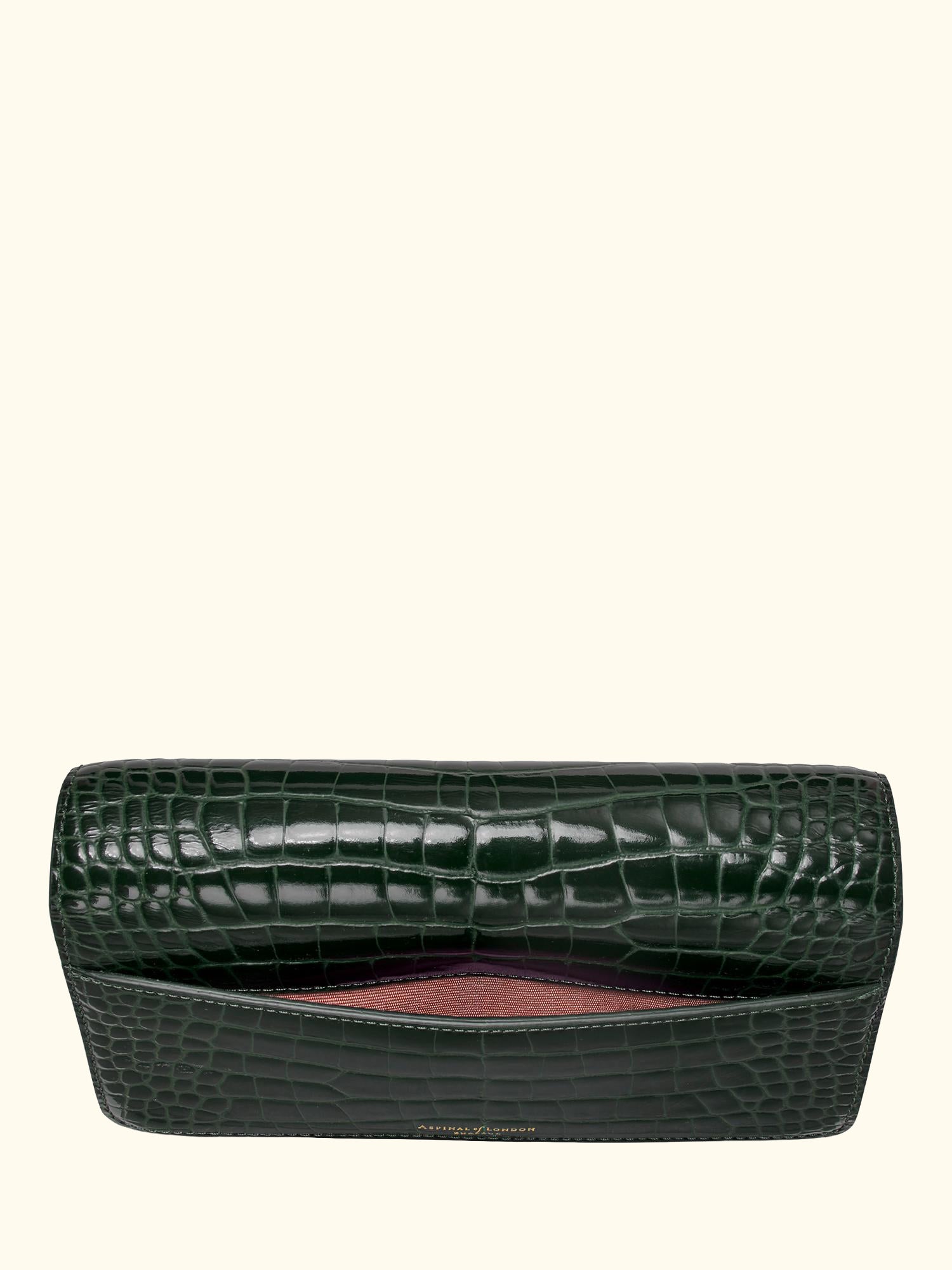 Mayfair Leather Clutch Bag, Evergreen