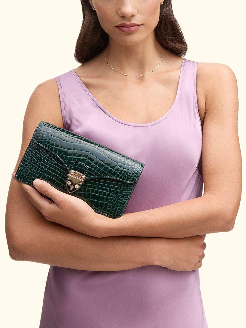 Mayfair Leather Clutch Bag, Evergreen
