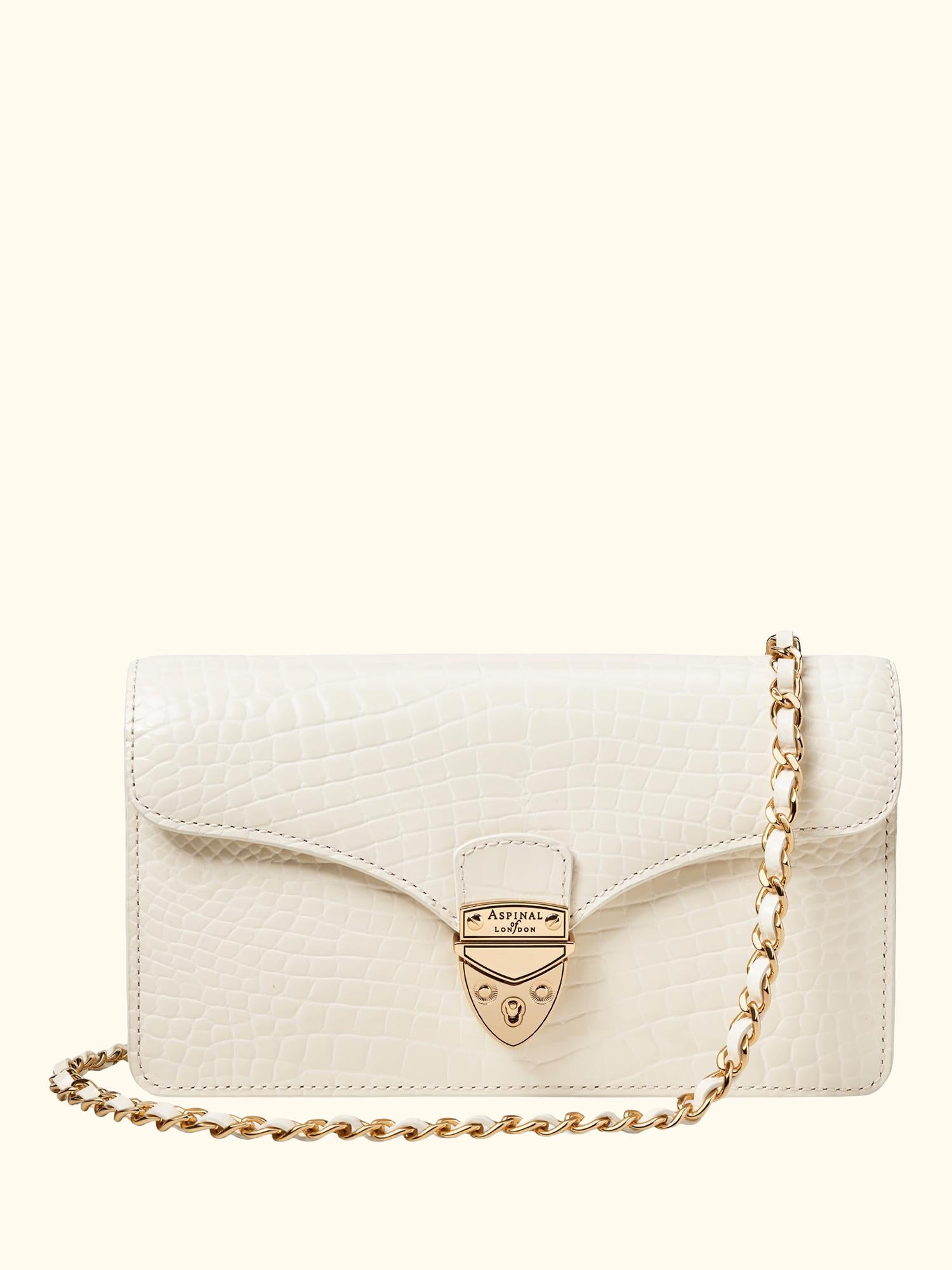 Mayfair Leather Clutch Bag, Ivory