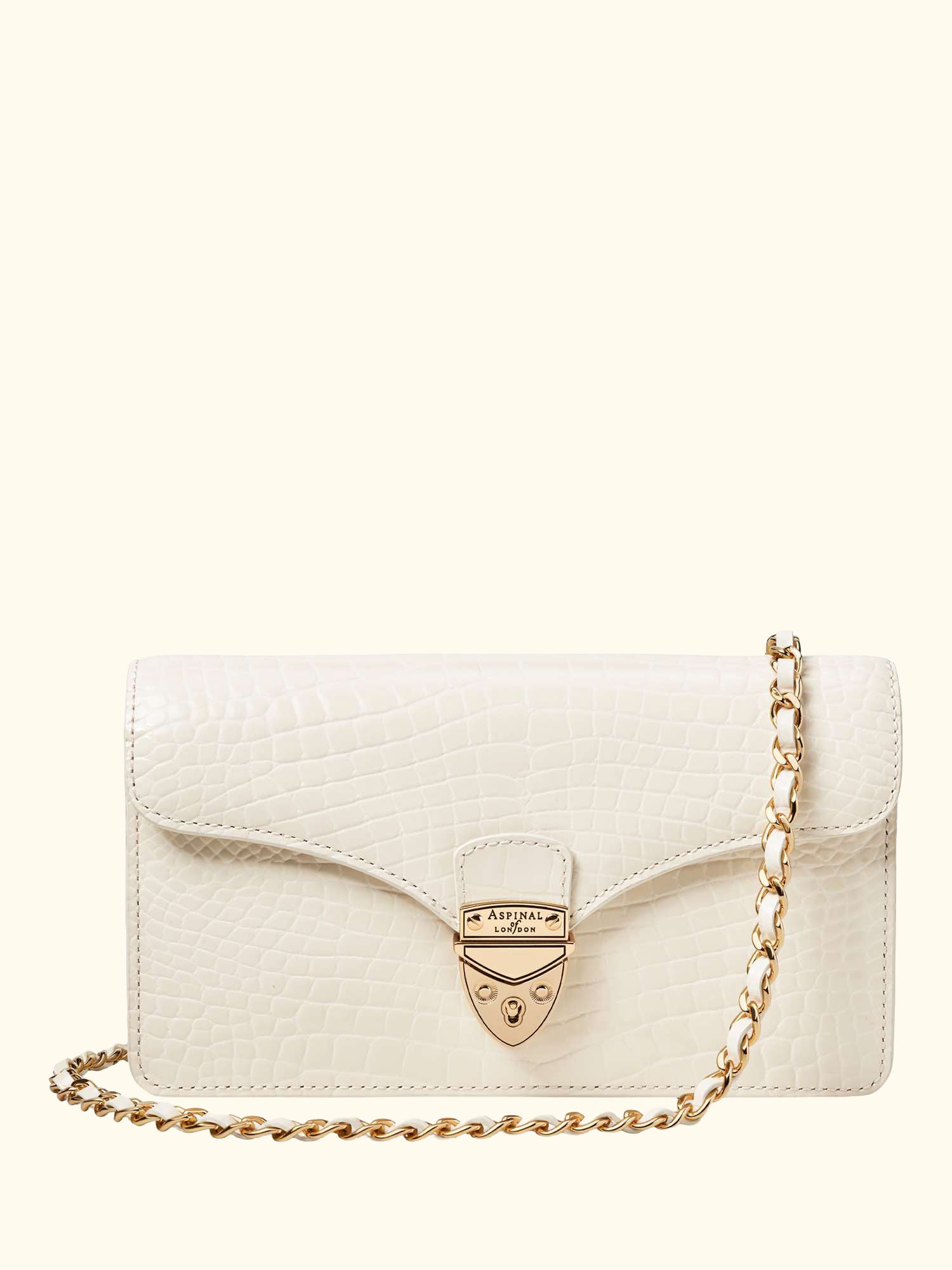 Mayfair Leather Clutch Bag, Ivory