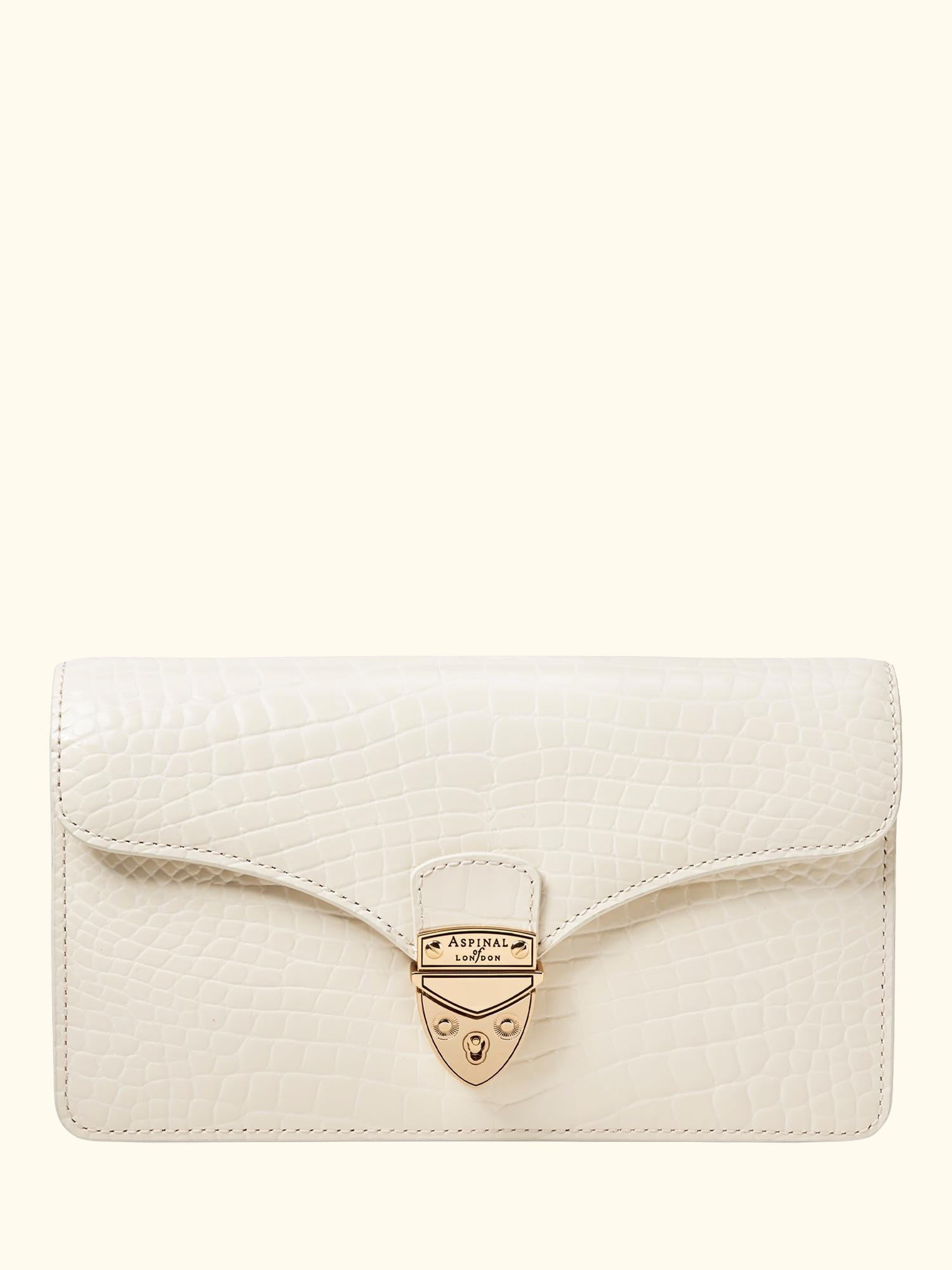 Mayfair Leather Clutch Bag, Ivory