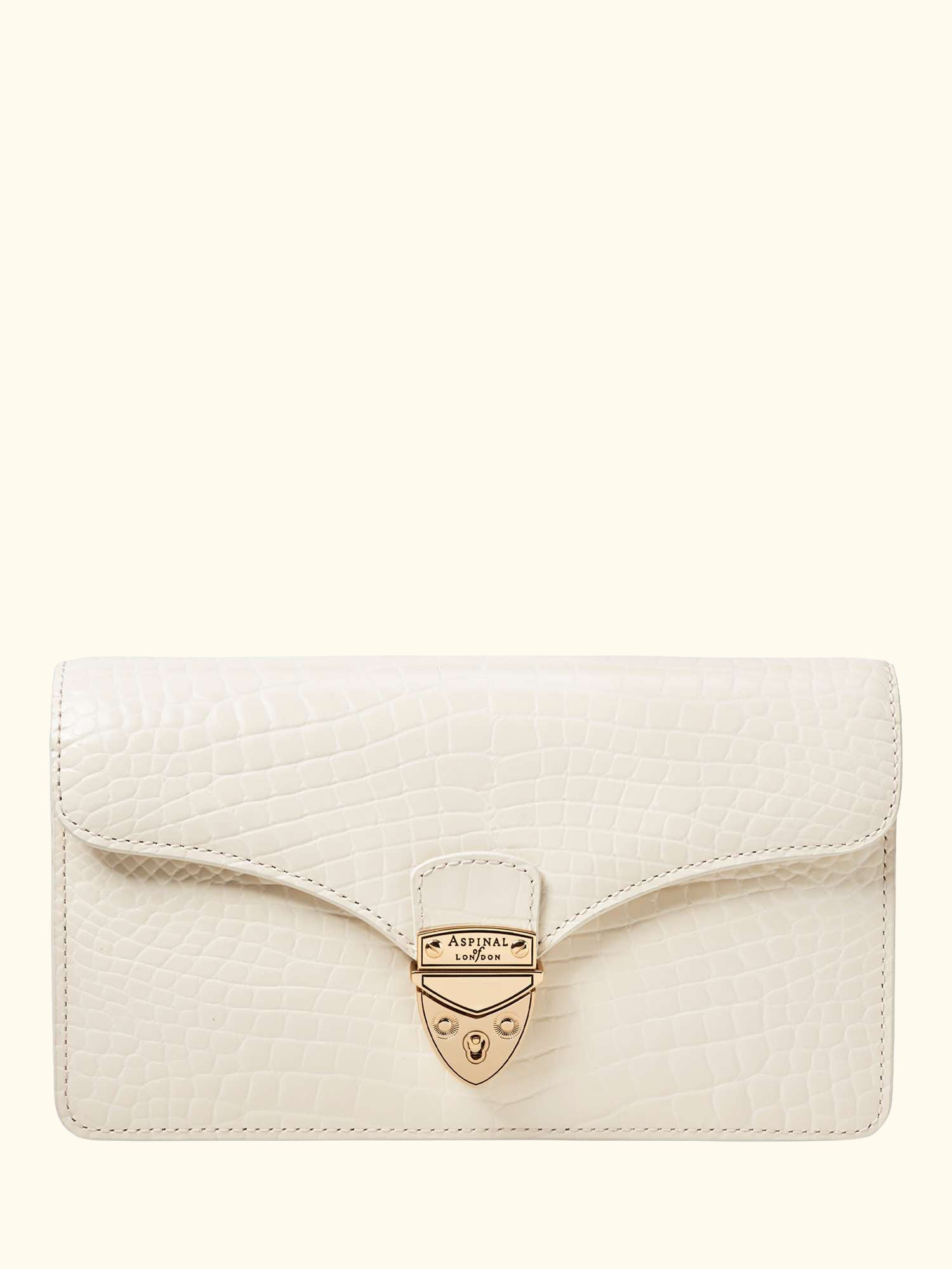 Mayfair Leather Clutch Bag, Ivory