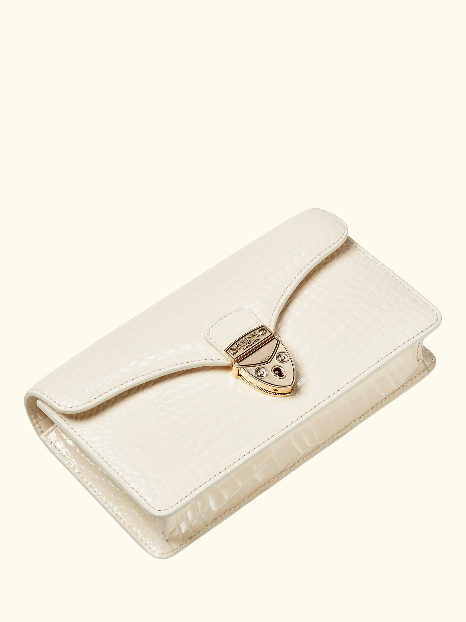 Mayfair Leather Clutch Bag, Ivory