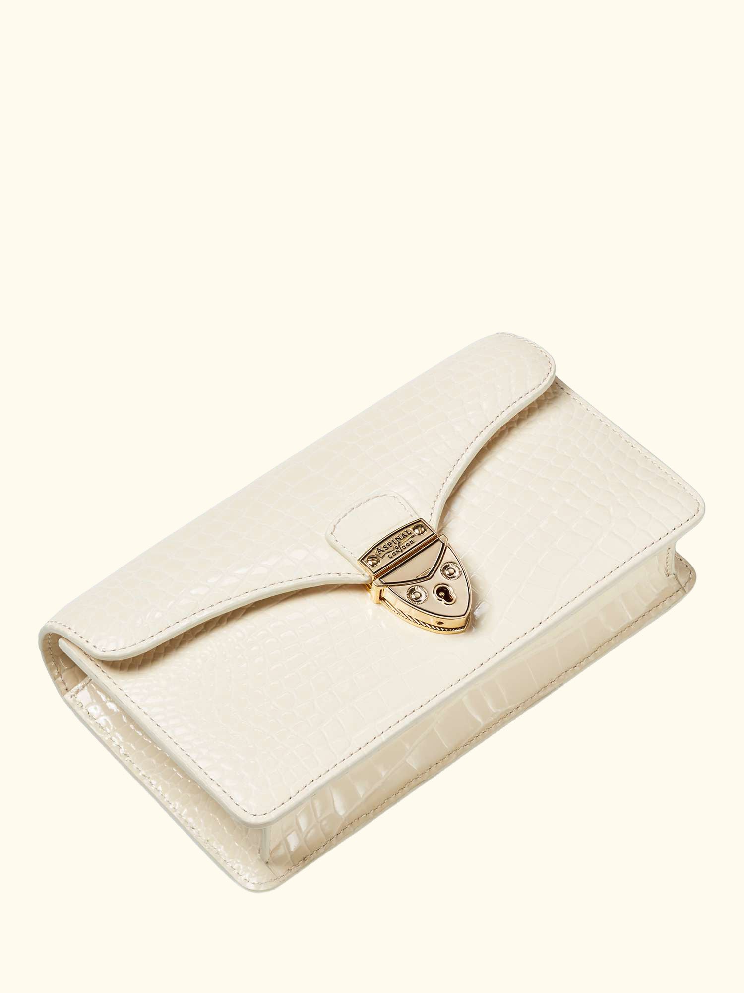 Mayfair Leather Clutch Bag, Ivory