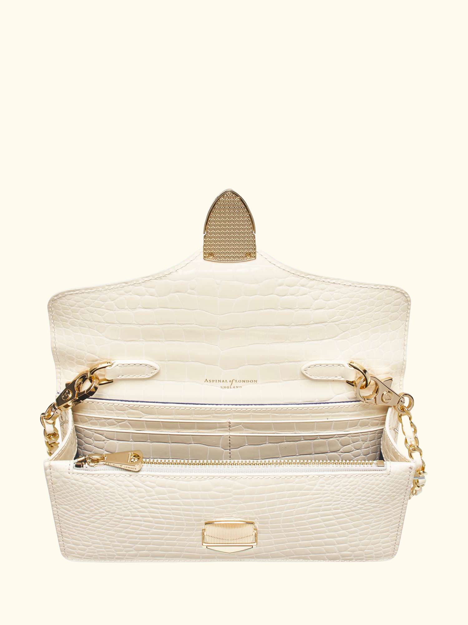 Mayfair Leather Clutch Bag, Ivory