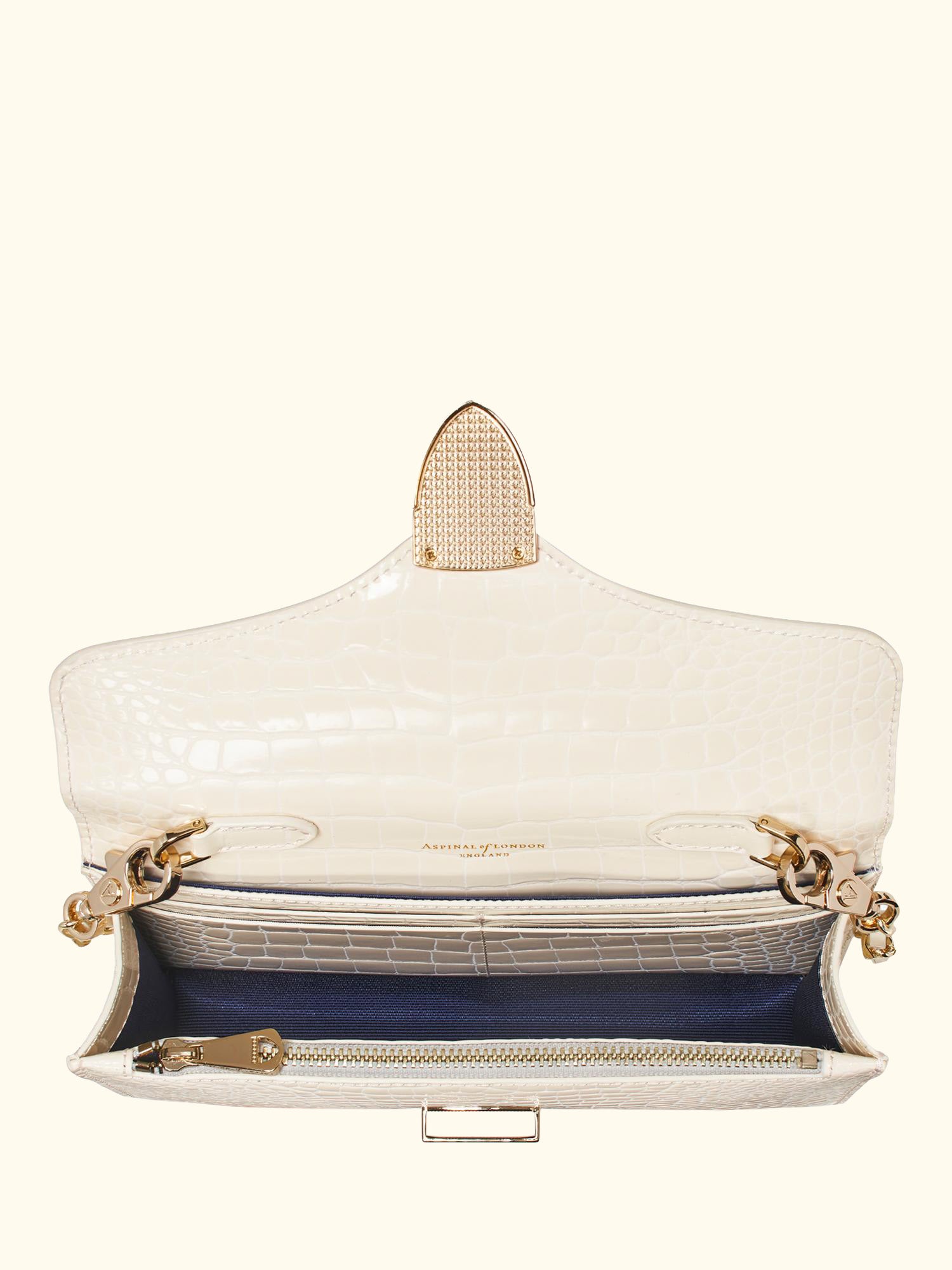 Mayfair Leather Clutch Bag, Ivory