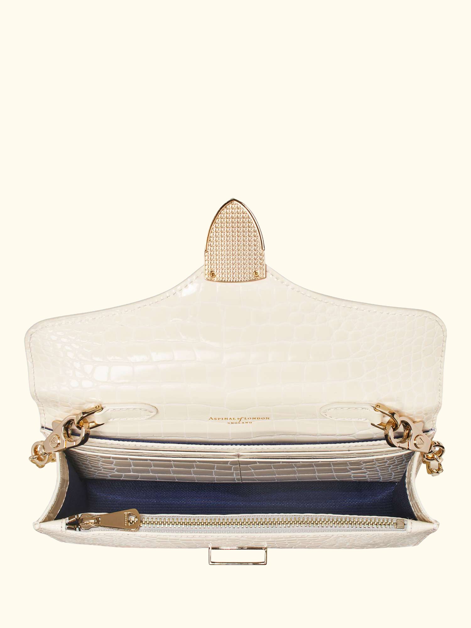 Mayfair Leather Clutch Bag, Ivory