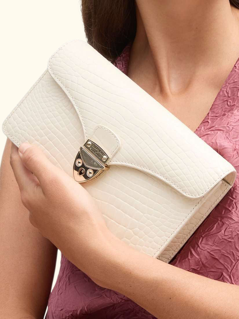 Mayfair Leather Clutch Bag, Ivory