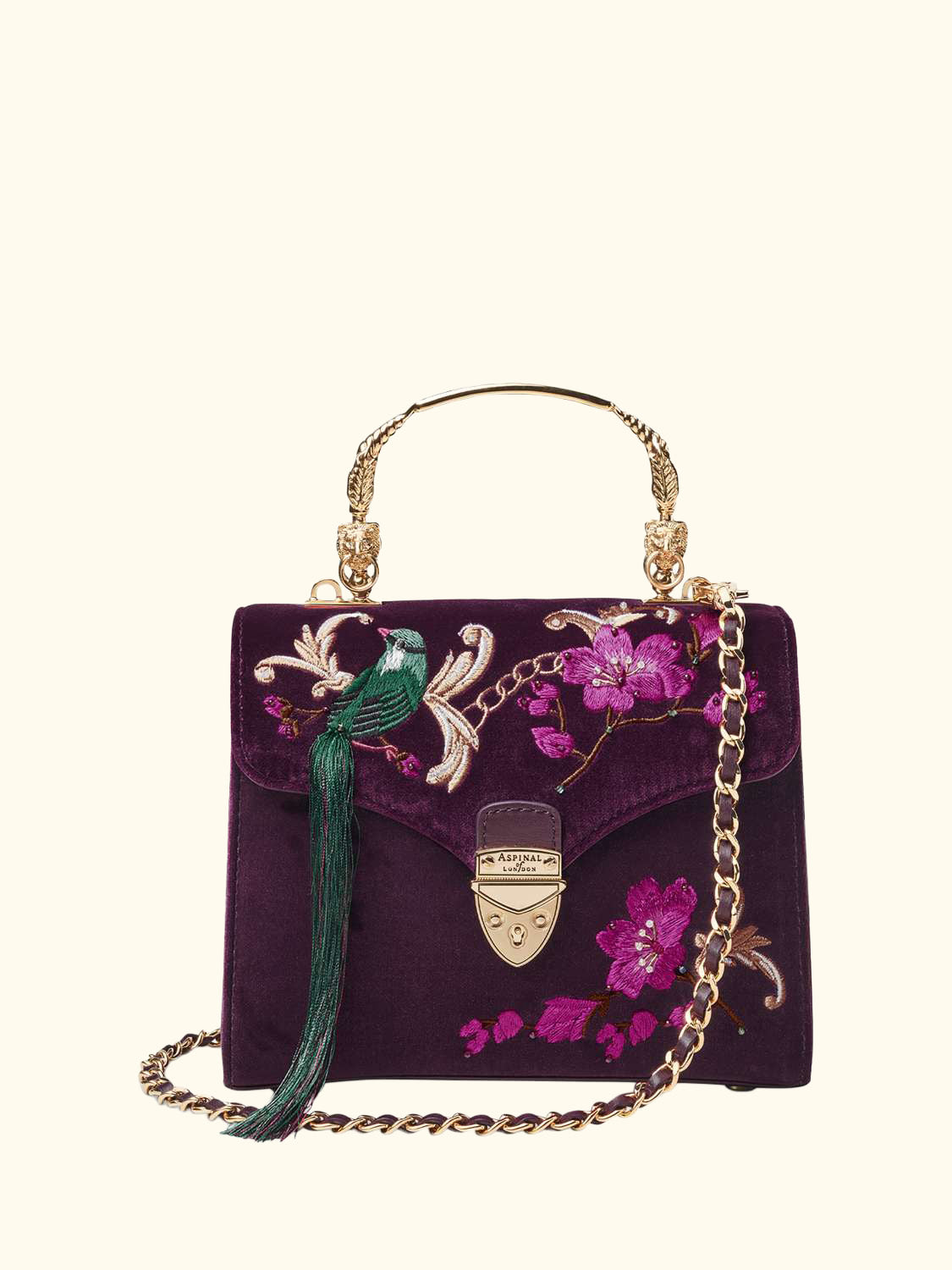 Mayfair Velvet Silk Embroidered Cross Body Bag, Cassis