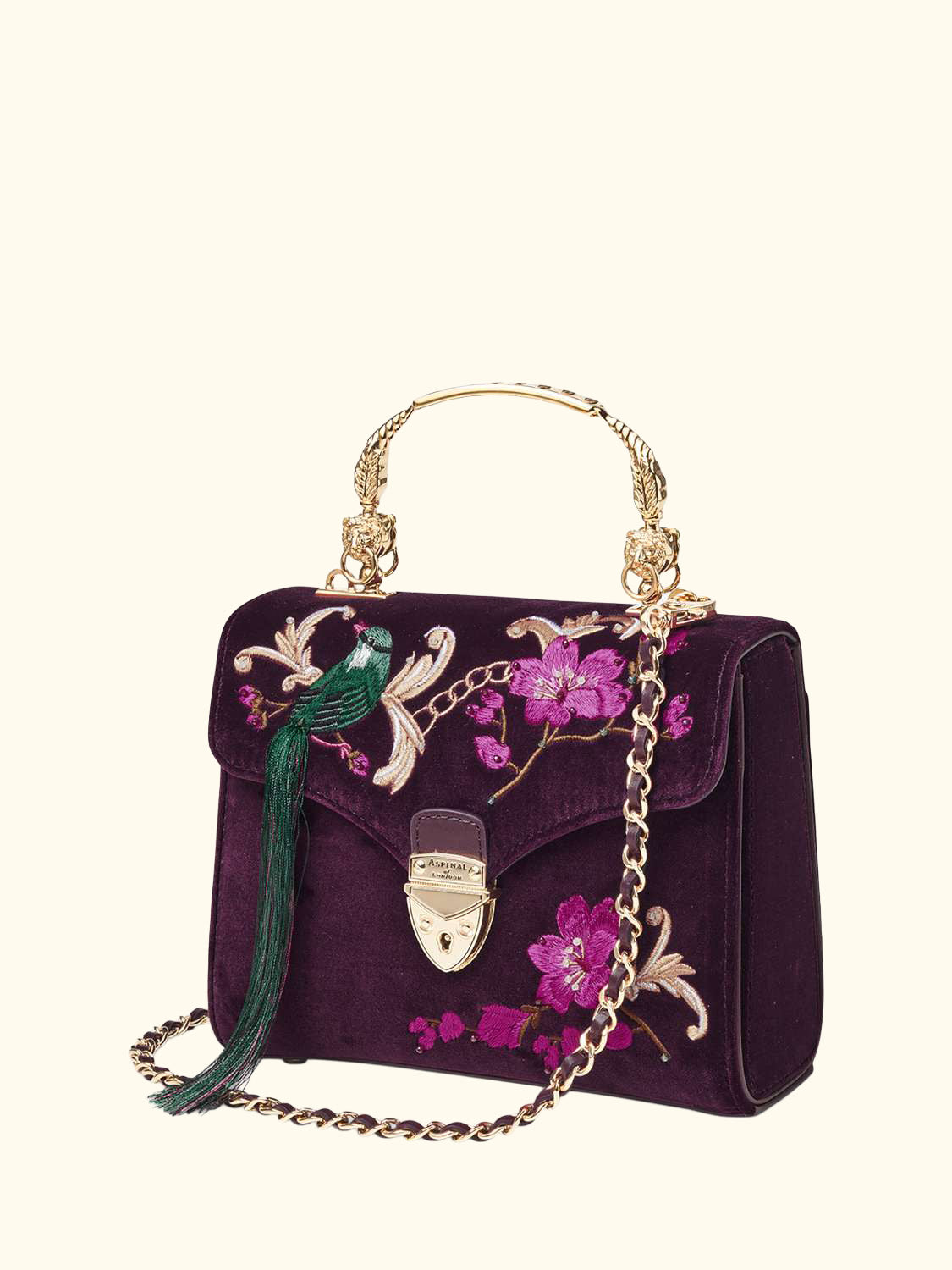 Mayfair Velvet Silk Embroidered Cross Body Bag, Cassis