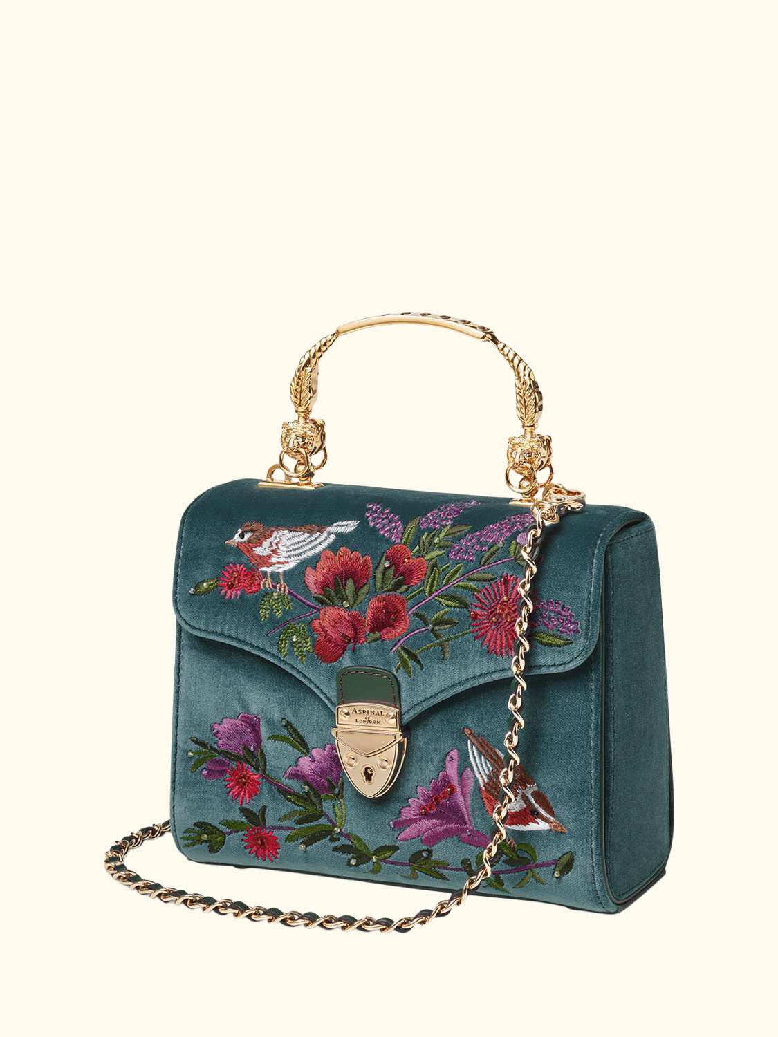 Mayfair Velvet Silk Embroidered Cross Body Bag, Peacock