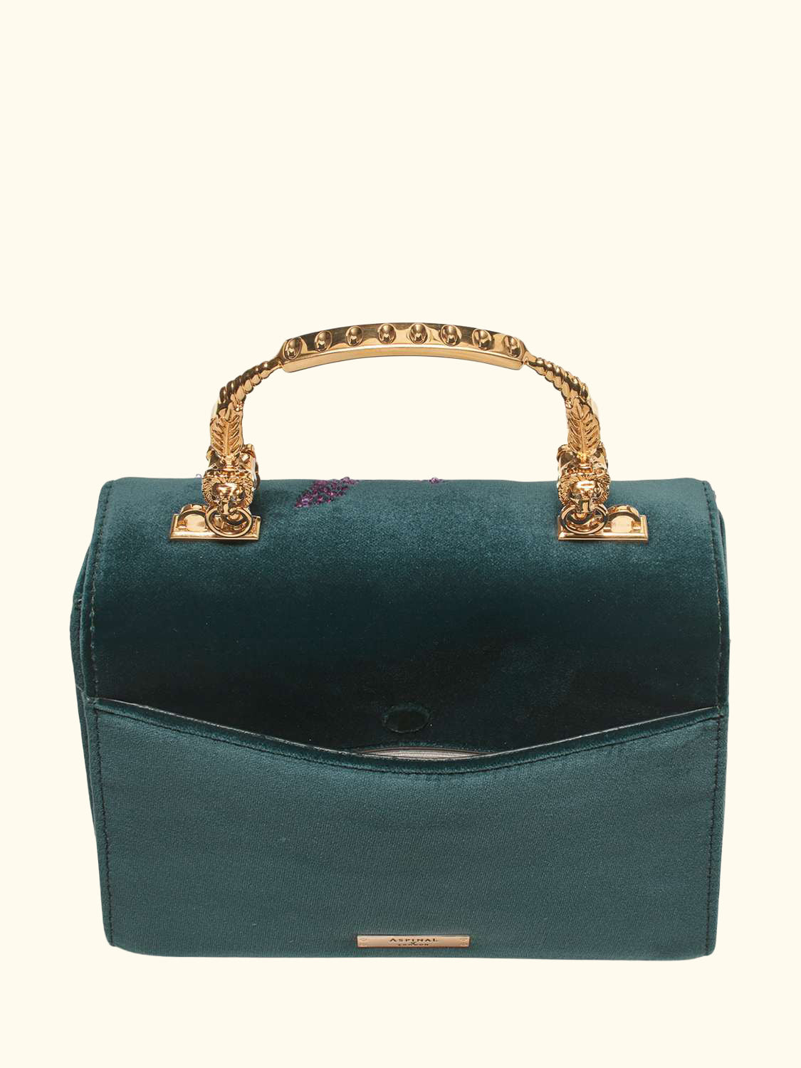 Mayfair Velvet Silk Embroidered Cross Body Bag, Peacock