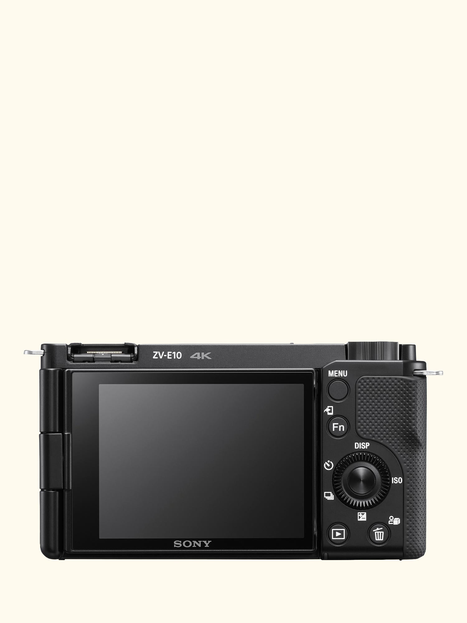 Alpha ZV-E10 Compact System Vlogging Camera with 16-50mm Power Zoom Lens, 4K Ultra HD, 24.2MP, Wi-Fi, Bluetooth, 3” Vari-Angle Touch Screen, Black