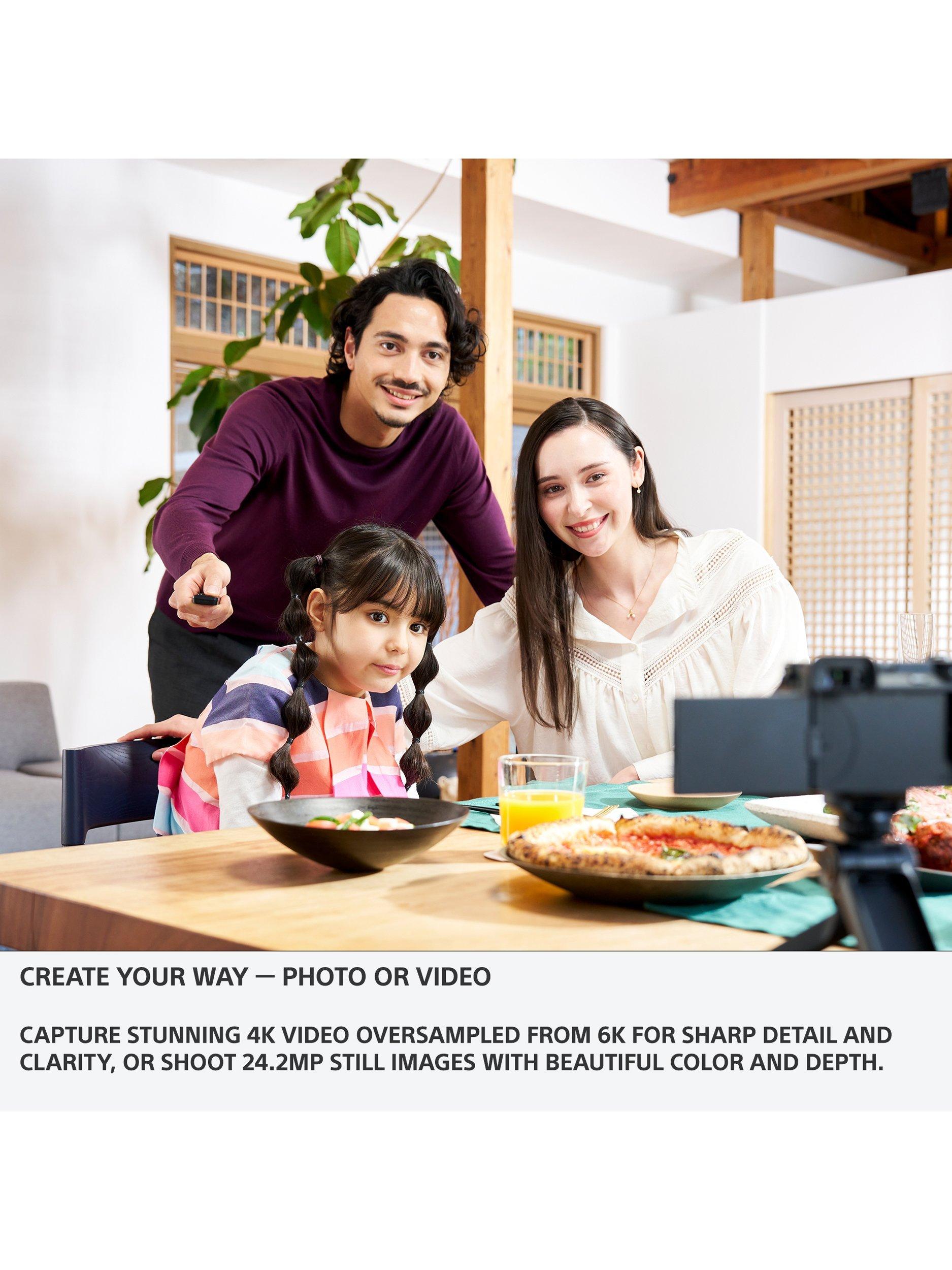 Alpha ZV-E10 Compact System Vlogging Camera with 16-50mm Power Zoom Lens, 4K Ultra HD, 24.2MP, Wi-Fi, Bluetooth, 3” Vari-Angle Touch Screen, Black