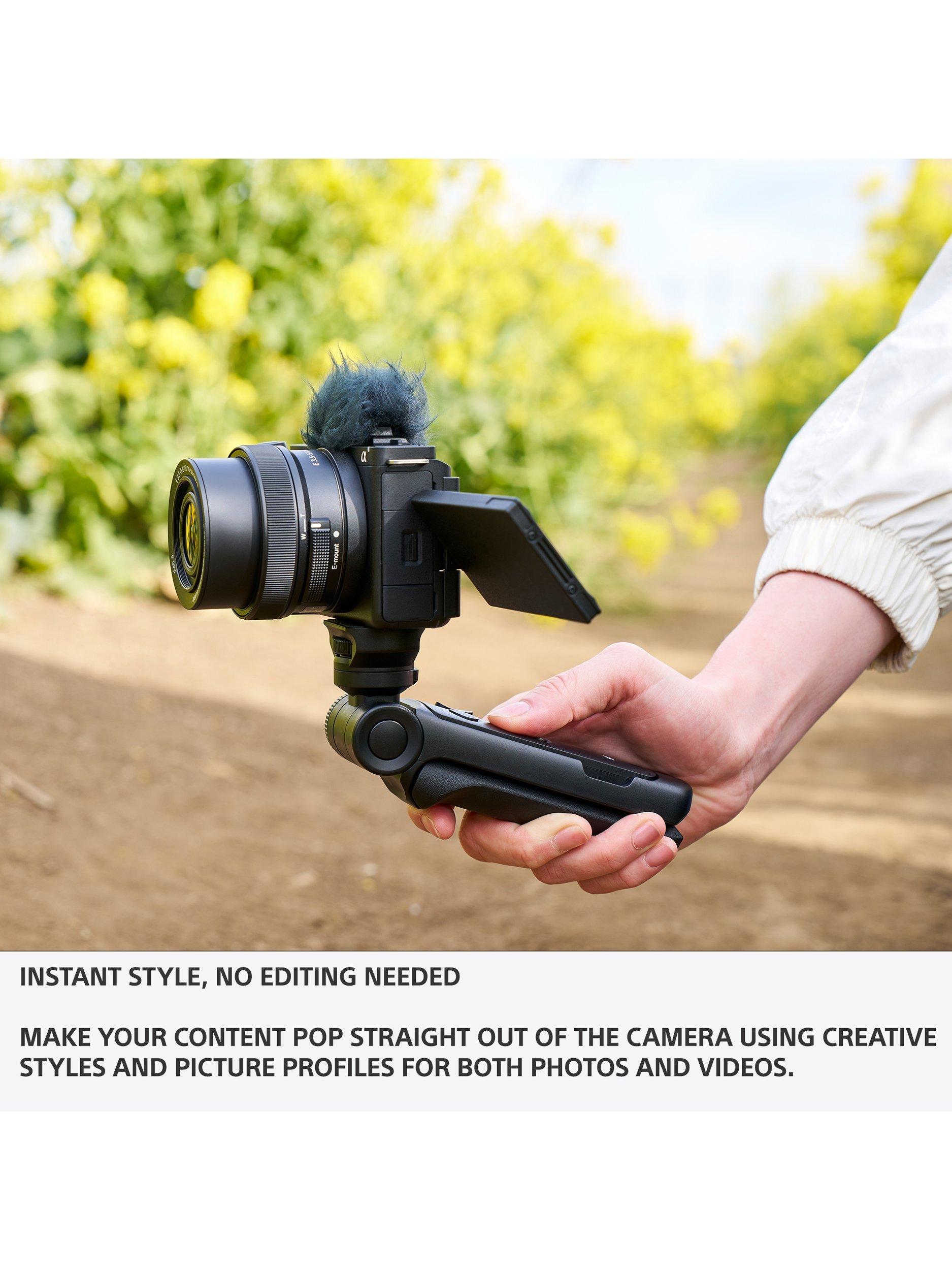 Alpha ZV-E10 Compact System Vlogging Camera with 16-50mm Power Zoom Lens, 4K Ultra HD, 24.2MP, Wi-Fi, Bluetooth, 3” Vari-Angle Touch Screen, Black