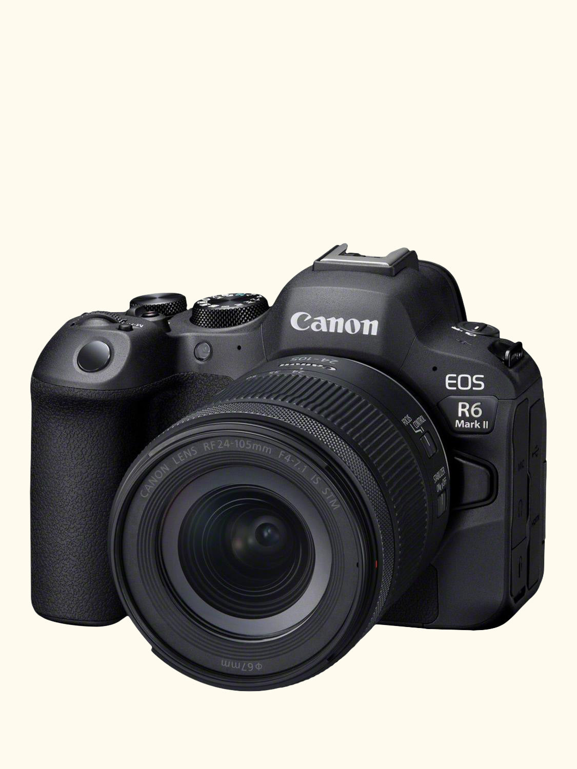EOS R6 Mark II Compact System Camera with RF 24-105mm IS STM Lens, 6K/4K Ultra HD, 24.2MP, Wi-Fi, Bluetooth, OLED EVF, 3" Vari-Angle Touch Screen, Black