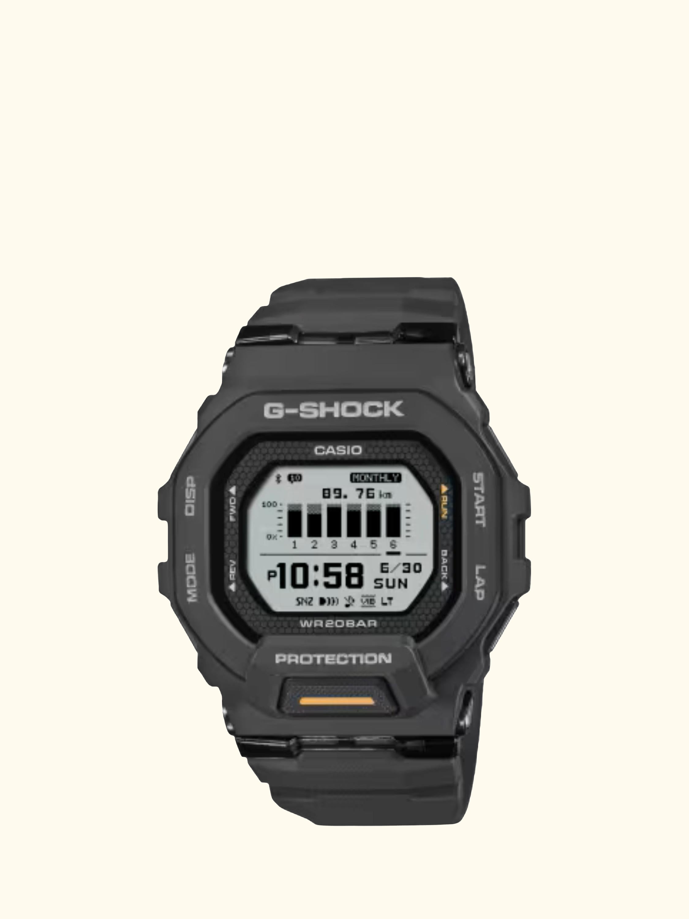 GBD-200-1A1ER Men's Chronograph Workout Watch, Black