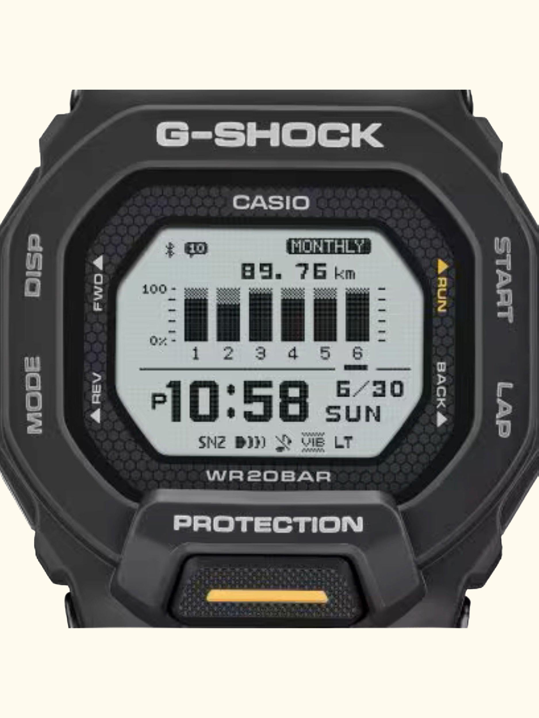 GBD-200-1A1ER Men's Chronograph Workout Watch, Black