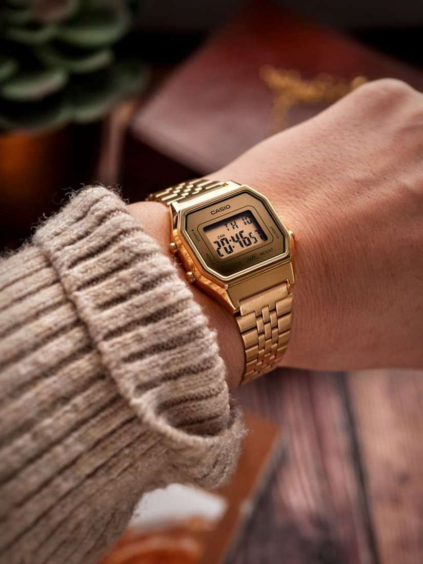 Vintage LA680 Women's Digital Bracelet Strap Watch, Gold