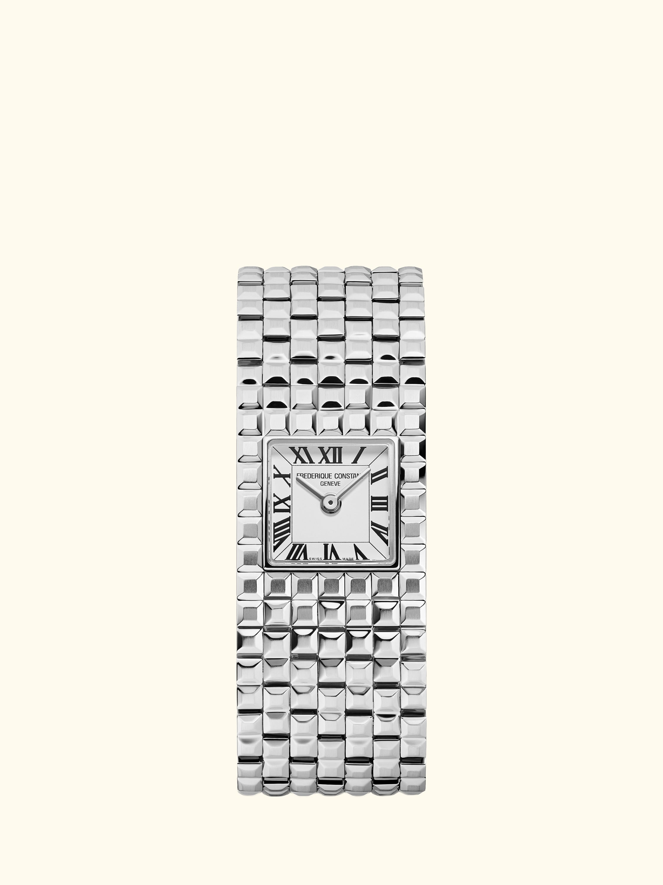 FC-200WR1MC6B Women's Classics Manchette Square Bracelet Strap Watch, White