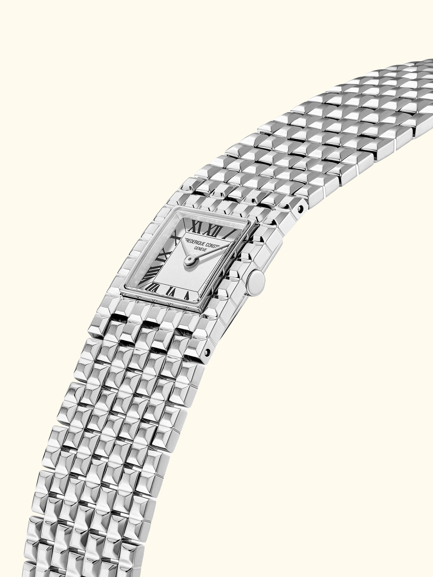 FC-200WR1MC6B Women's Classics Manchette Square Bracelet Strap Watch, White