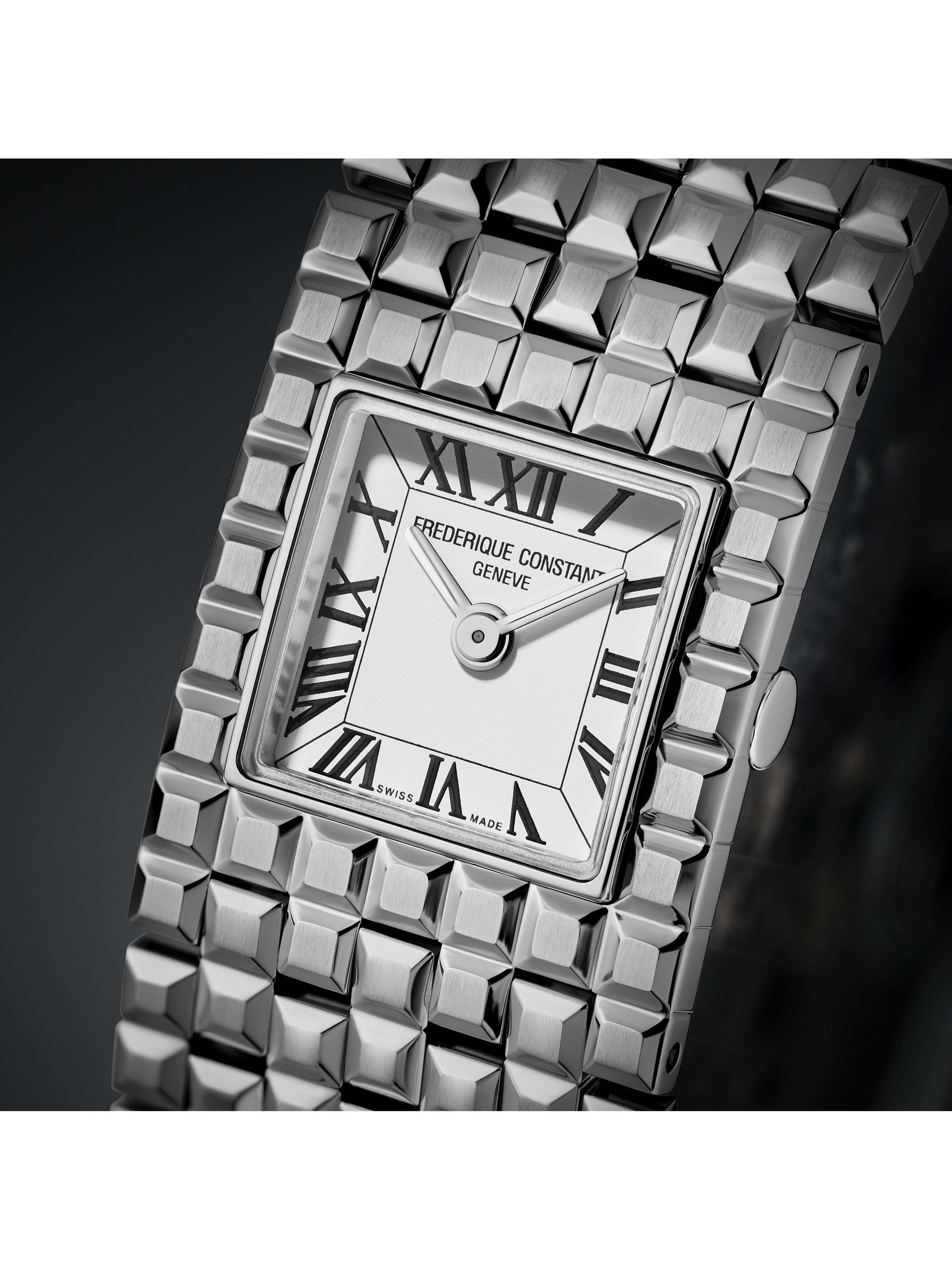 FC-200WR1MC6B Women's Classics Manchette Square Bracelet Strap Watch, White