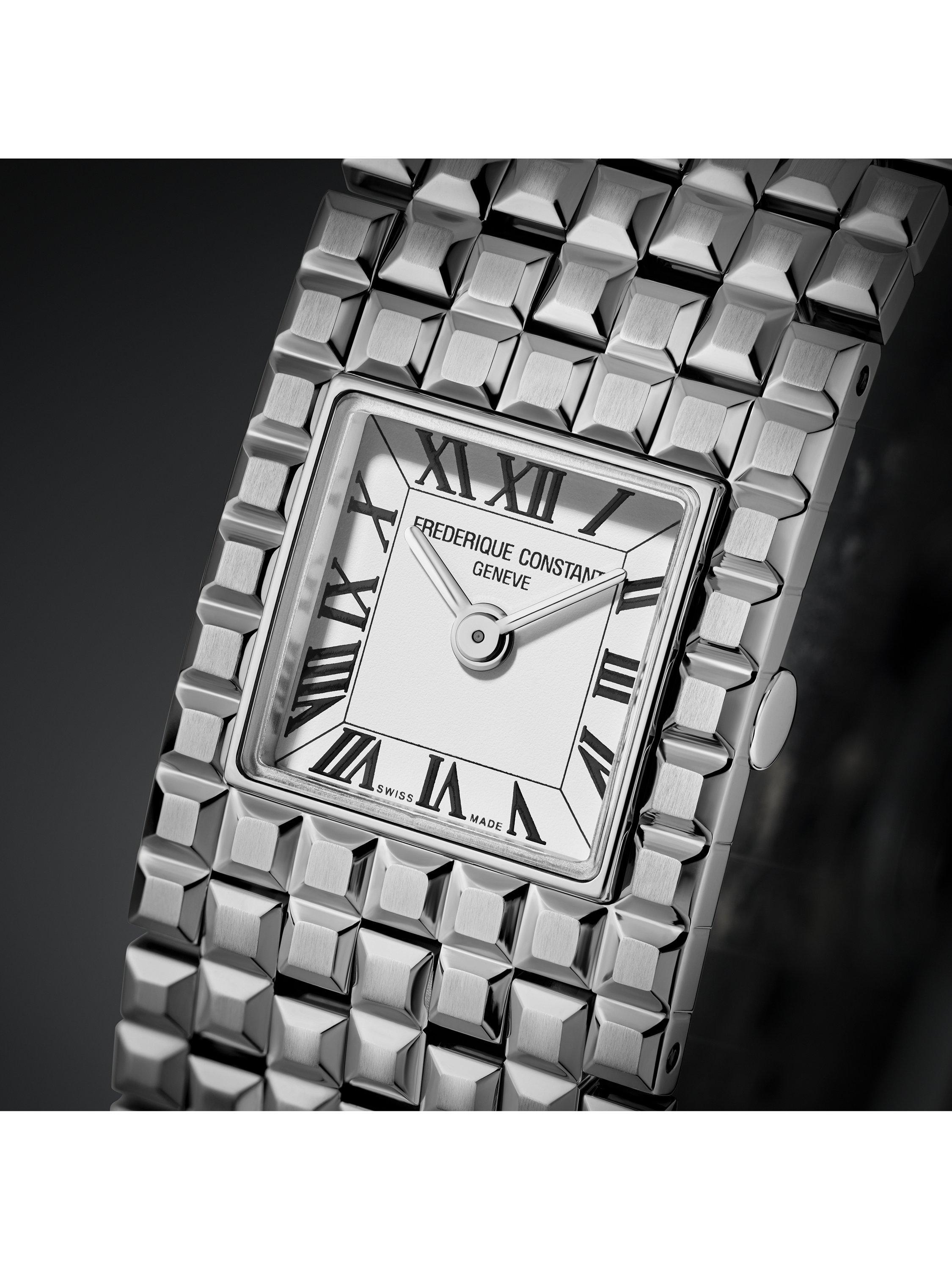 FC-200WR1MC6B Women's Classics Manchette Square Bracelet Strap Watch, White