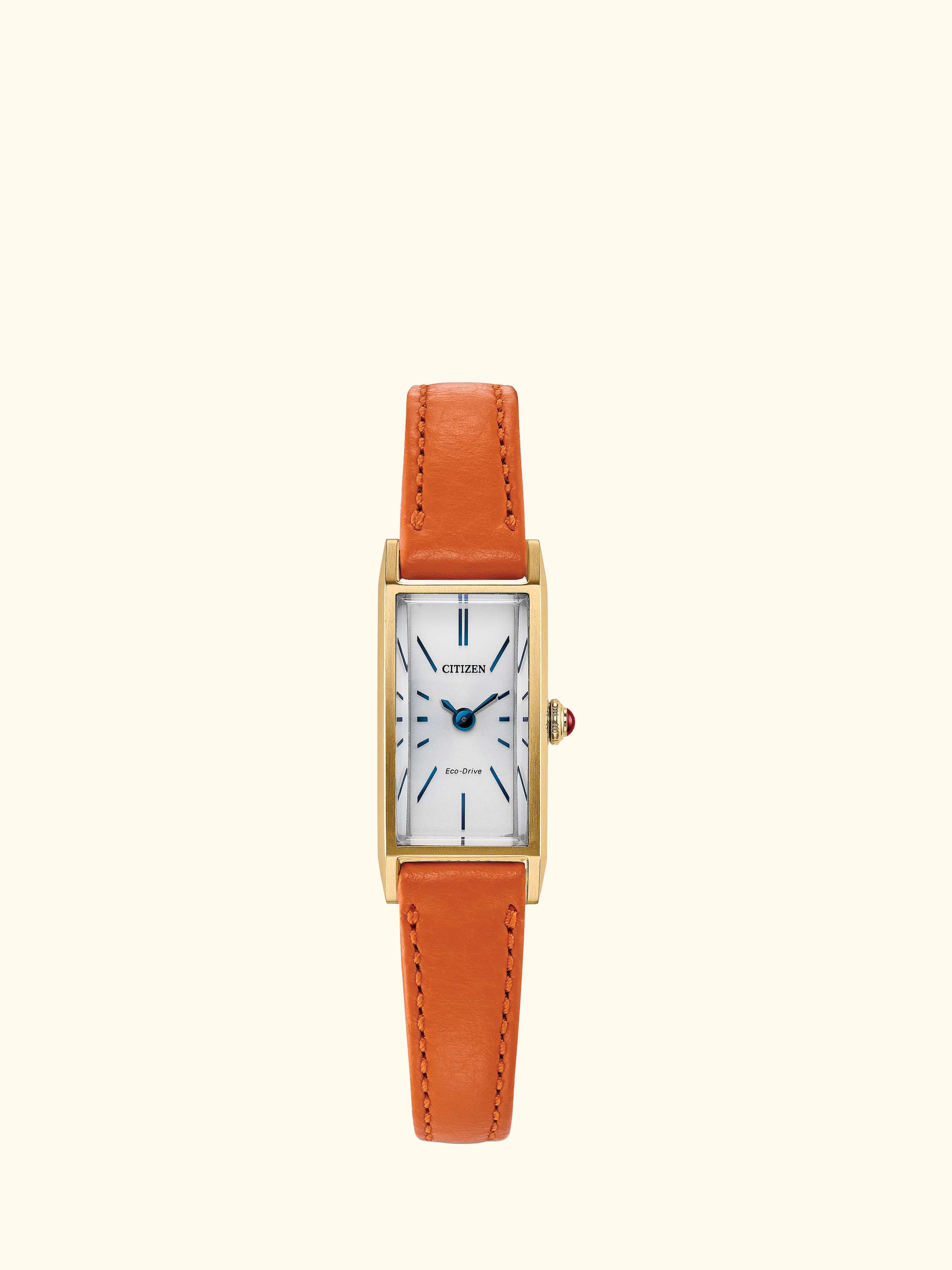 EG7122-04A Women's Fio Rectangular Leather Strap Watch, Orange