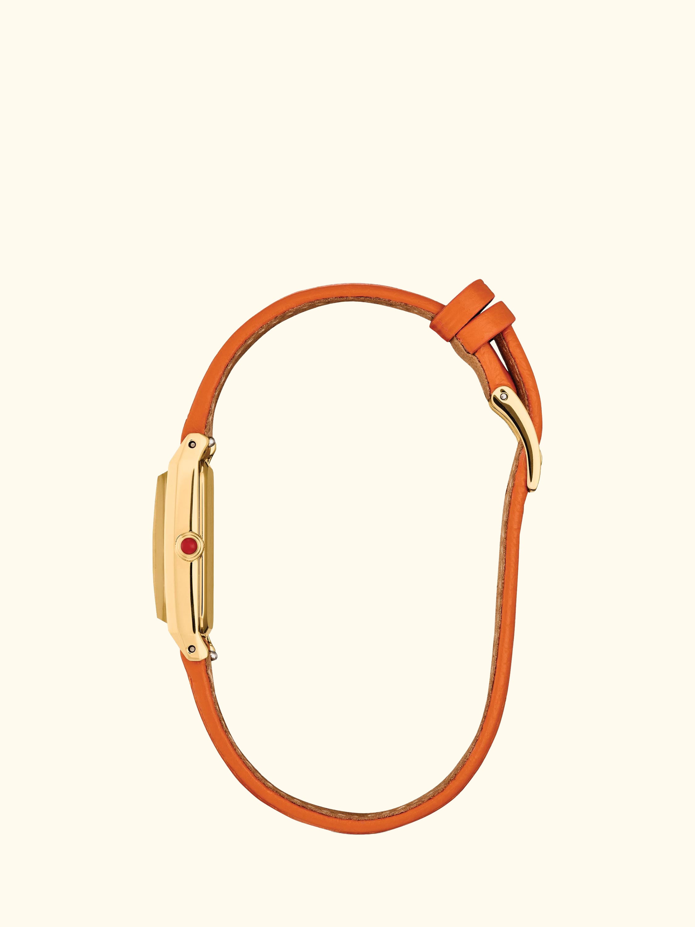 EG7122-04A Women's Fio Rectangular Leather Strap Watch, Orange