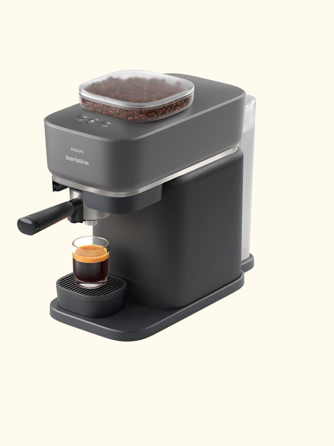 Baristina Automatic Bean to Cup Coffee Machine & Milk Frother Set, Black