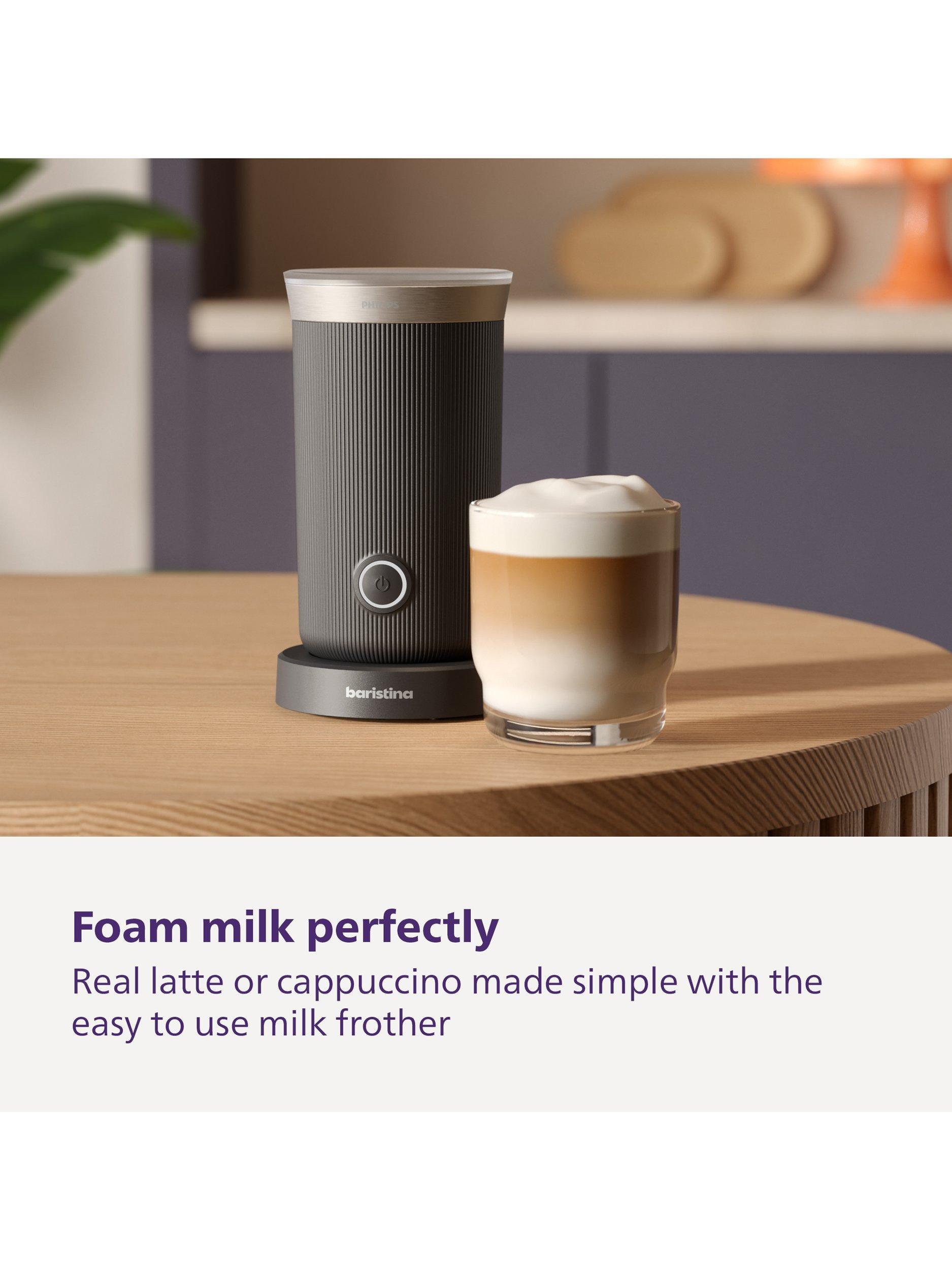 Baristina Automatic Bean to Cup Coffee Machine & Milk Frother Set, Black