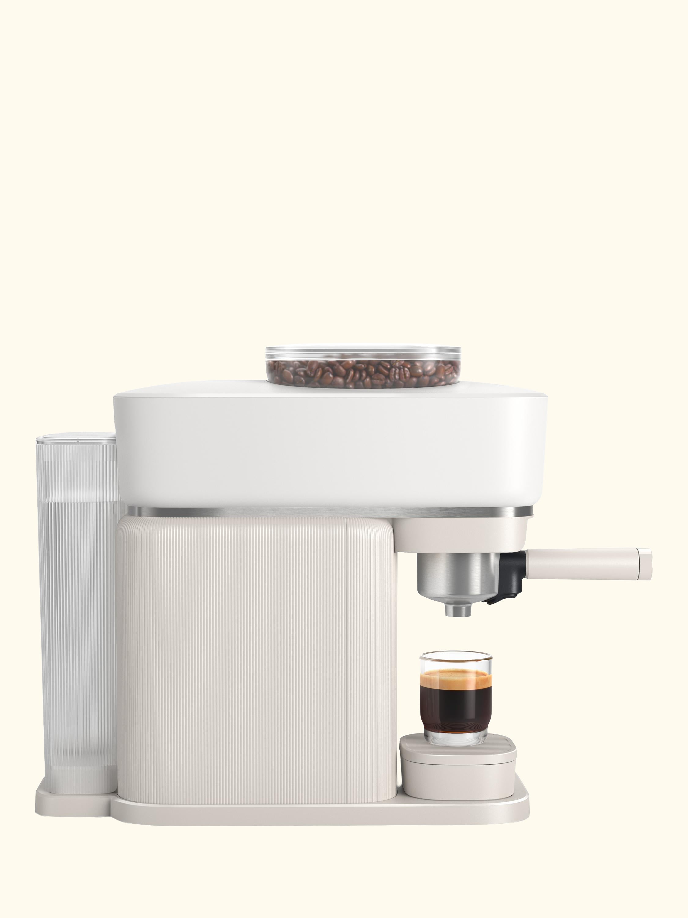 Baristina Automatic Bean to Cup Coffee Machine & Milk Frother Set, White