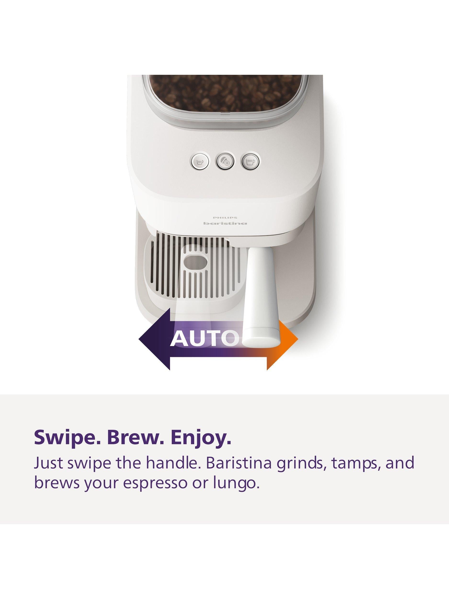 Baristina Automatic Bean to Cup Coffee Machine & Milk Frother Set, White