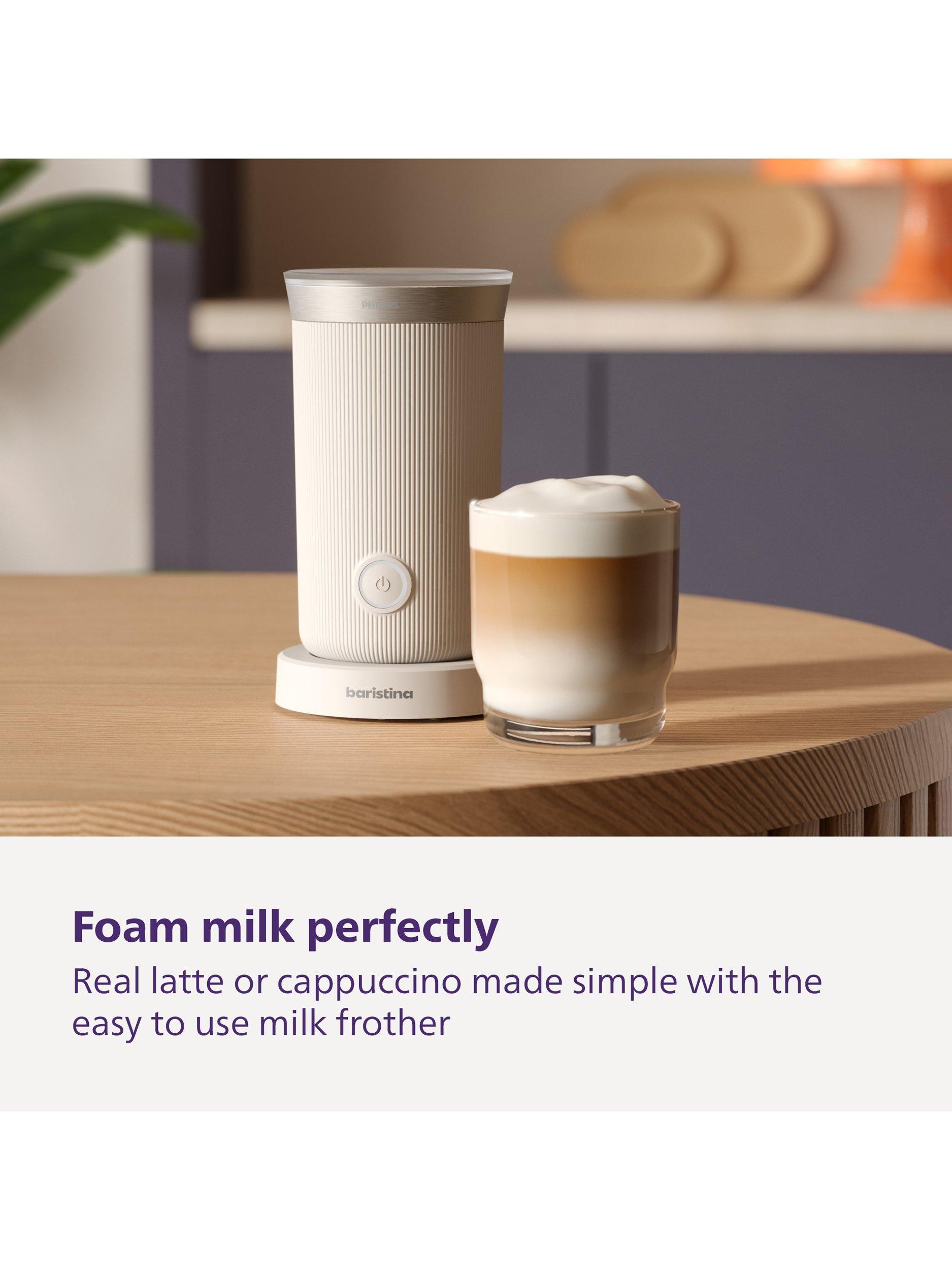 Baristina Automatic Bean to Cup Coffee Machine & Milk Frother Set, White