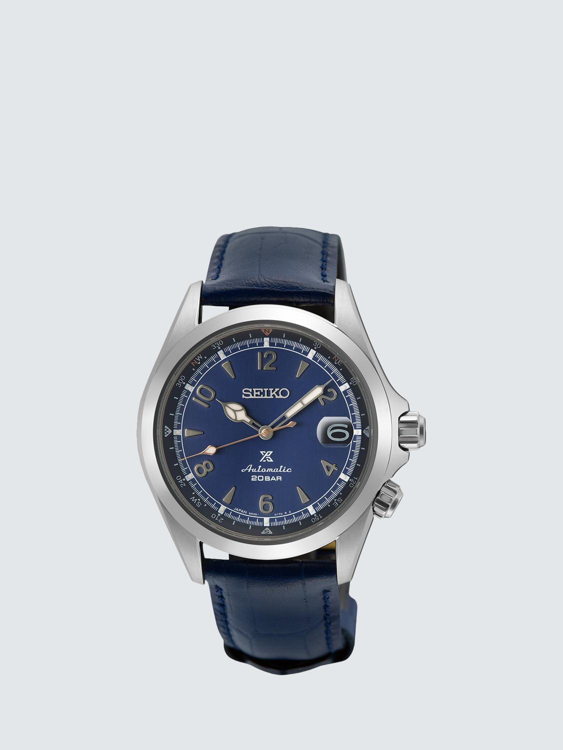 SPB531J1 Men's Alpinist Prospex Leather Strap Watch, Blue