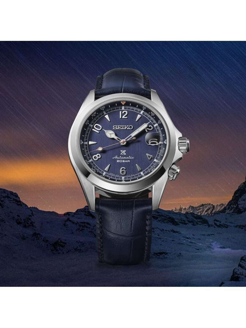 SPB531J1 Men's Alpinist Prospex Leather Strap Watch, Blue