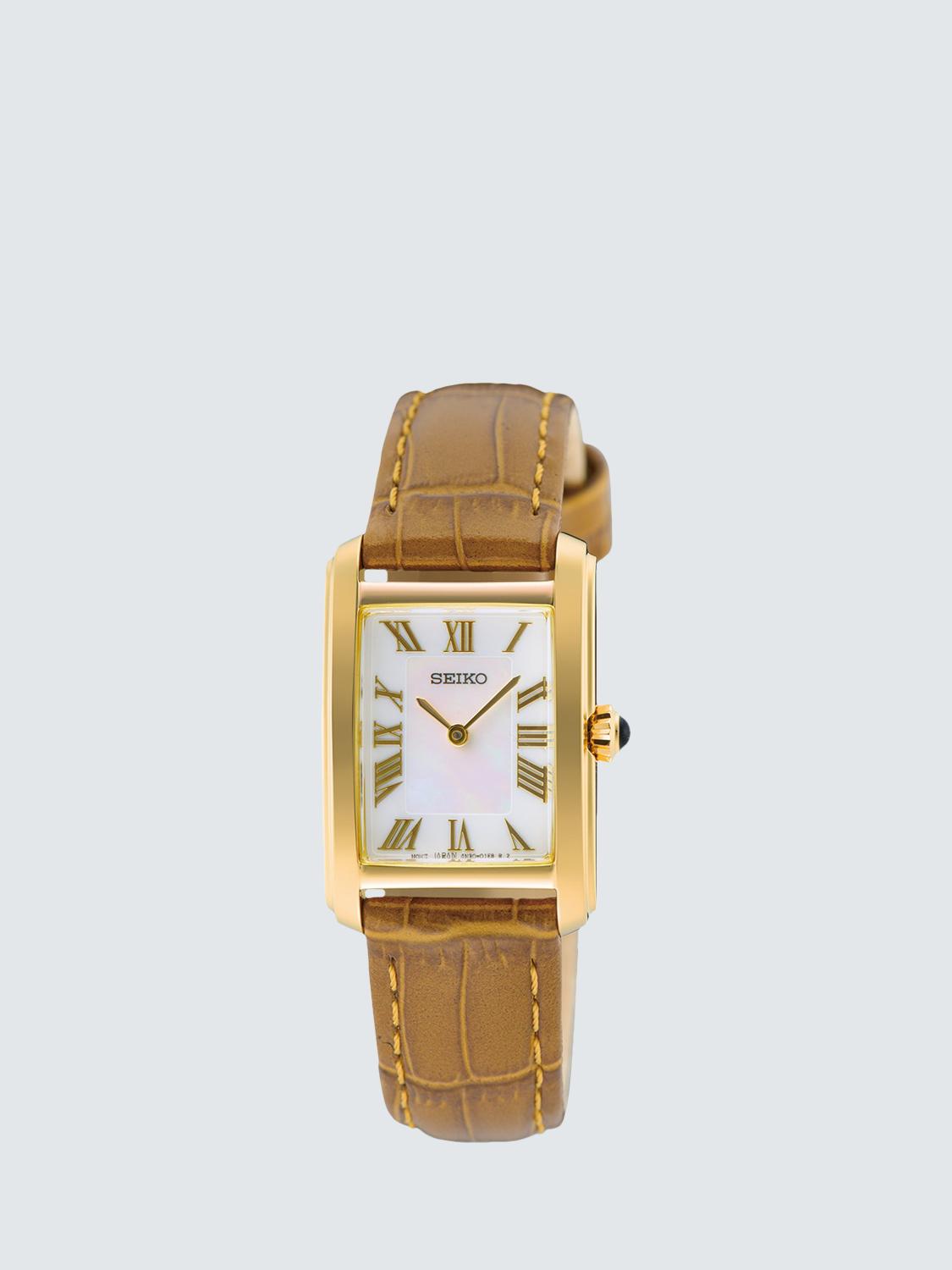 Refined Ladies Leather Strap Quartz Watch, Mop