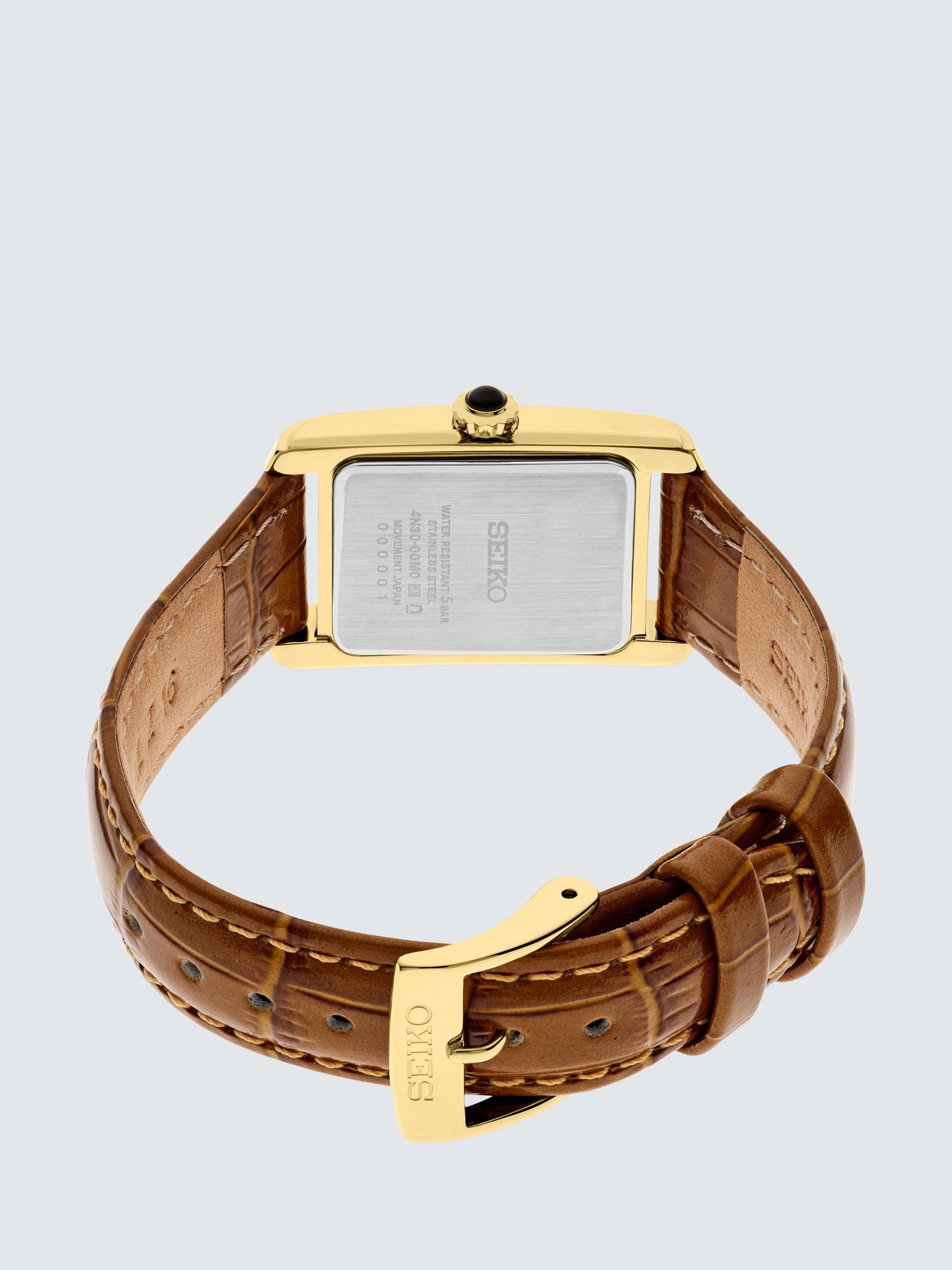 Refined Ladies Leather Strap Quartz Watch, Mop