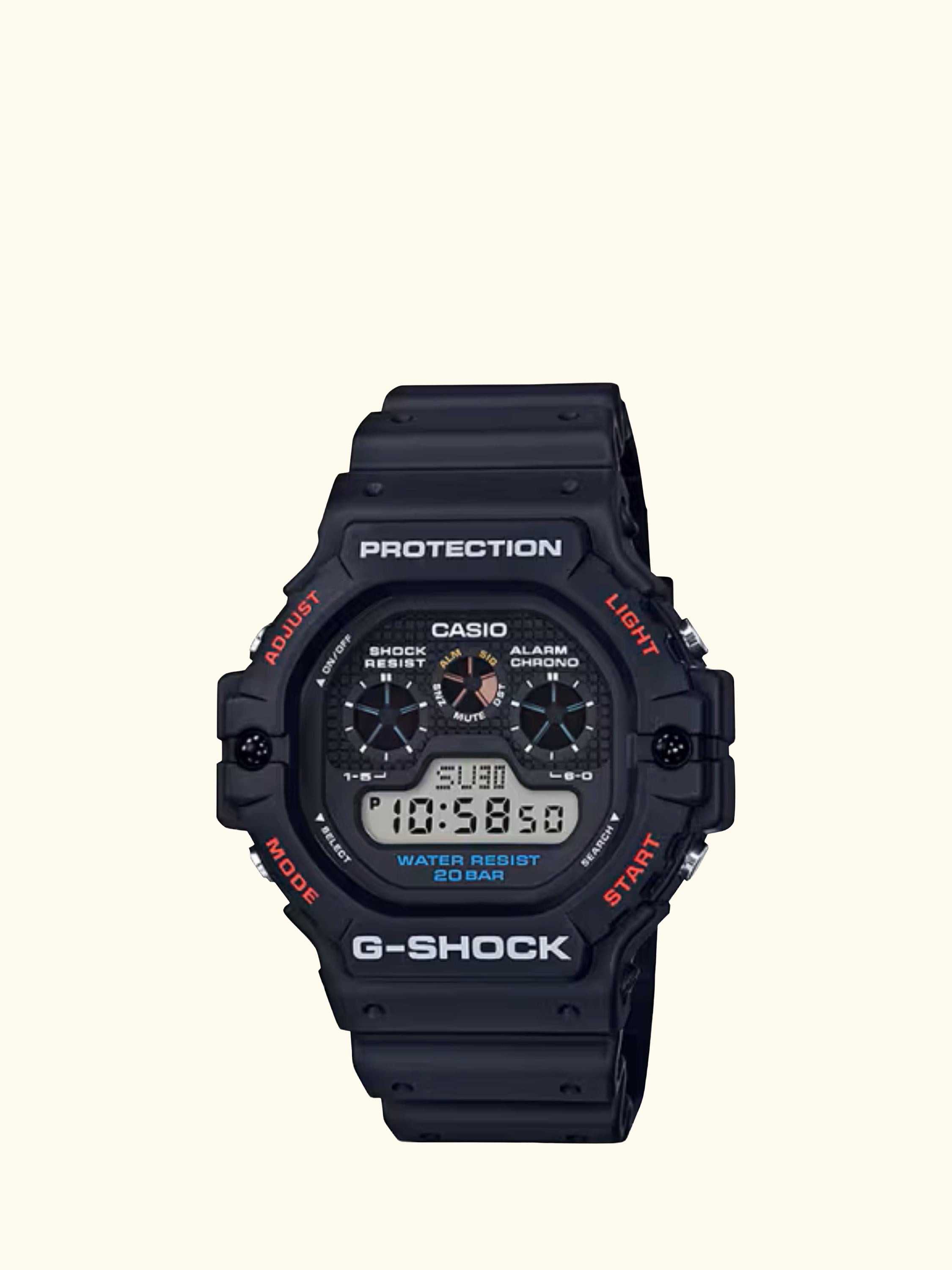 DW-5900U-1ER Men's Octagonal G-SHOCK Anti Slip Strap Watch, Black