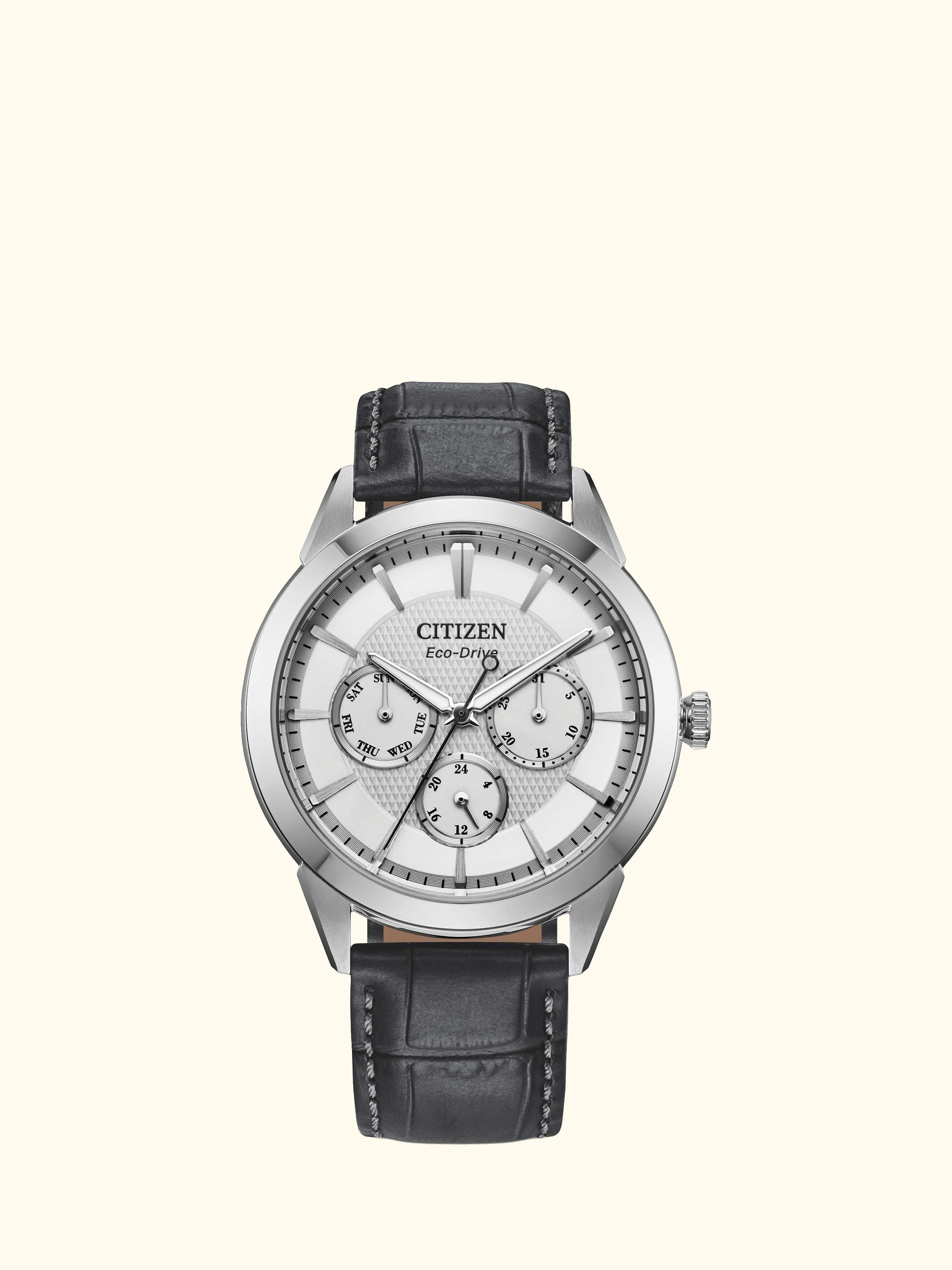 BU2110-01A Men's Rolan 40mm Leather Strap Watch, Silver