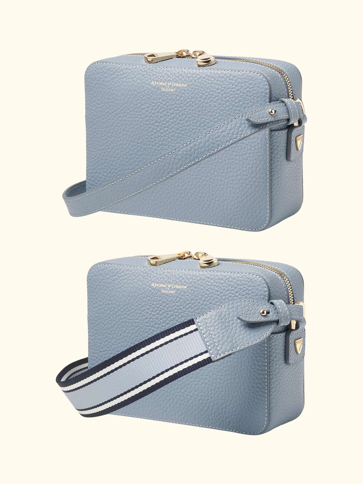 Leather Camera Crossbody Bag, Sky Blue