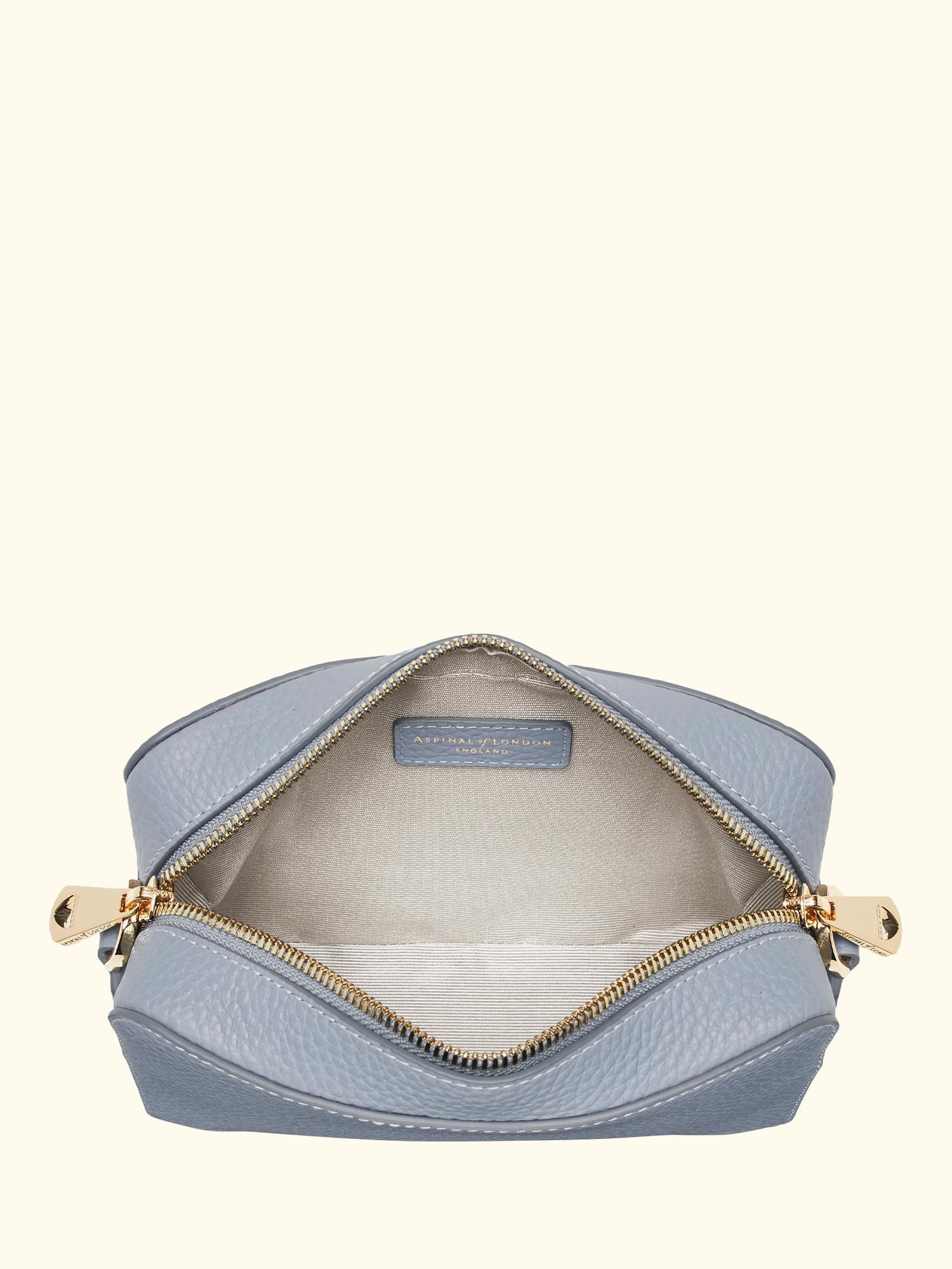 Leather Camera Crossbody Bag, Sky Blue