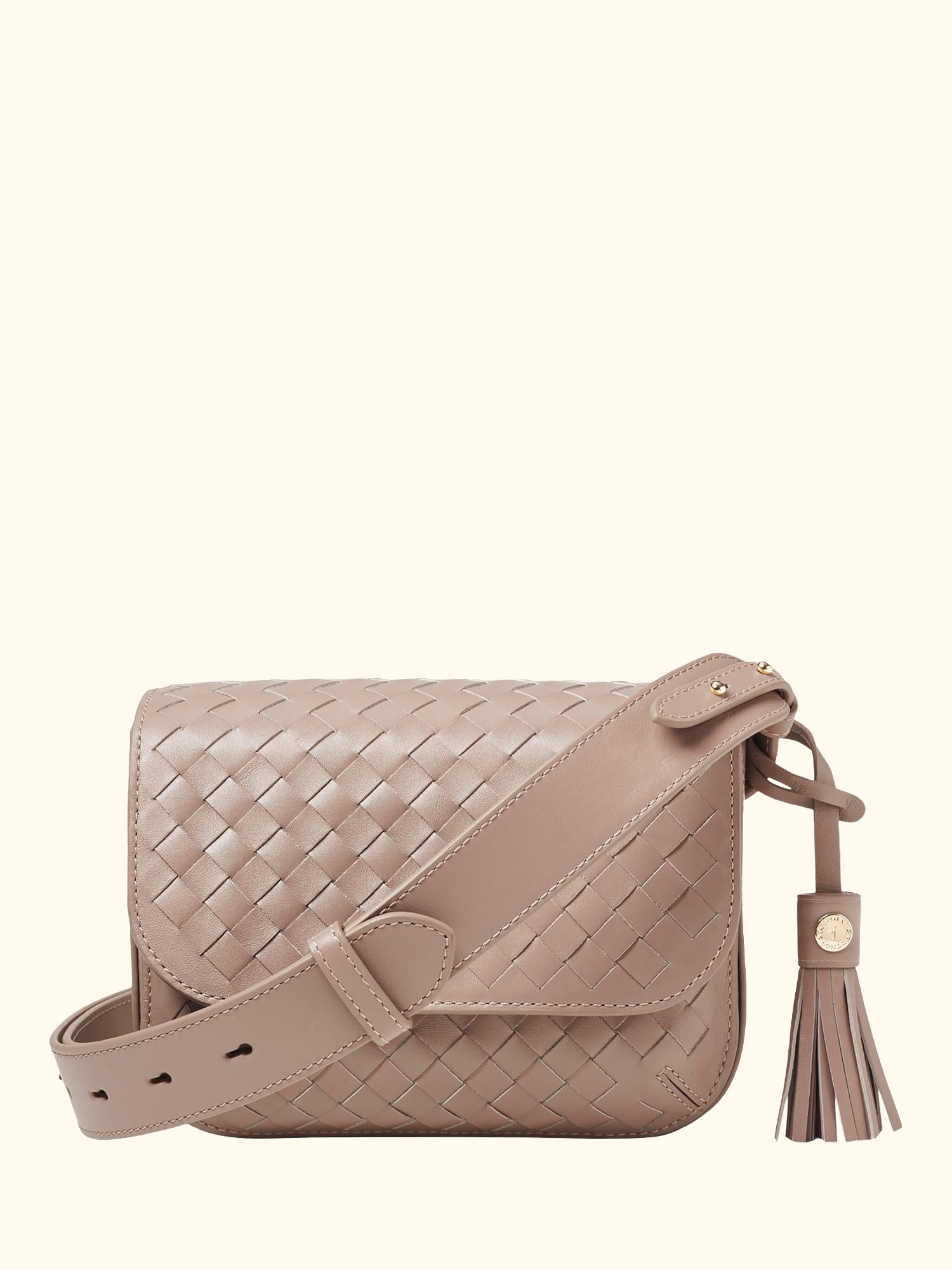 Ella Leather Slot Weave Cross Body Bag, Moleskin