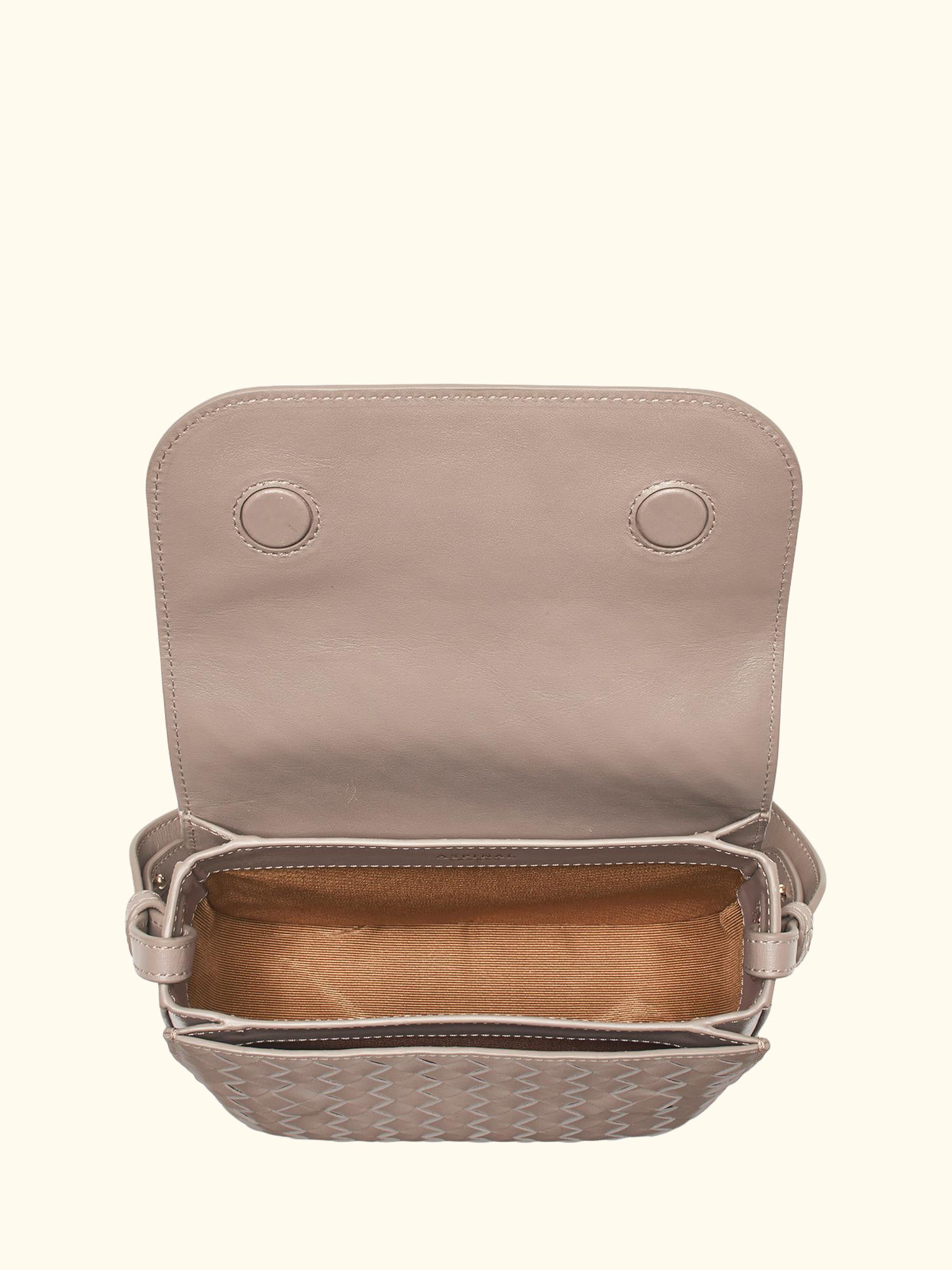 Ella Leather Slot Weave Cross Body Bag, Moleskin